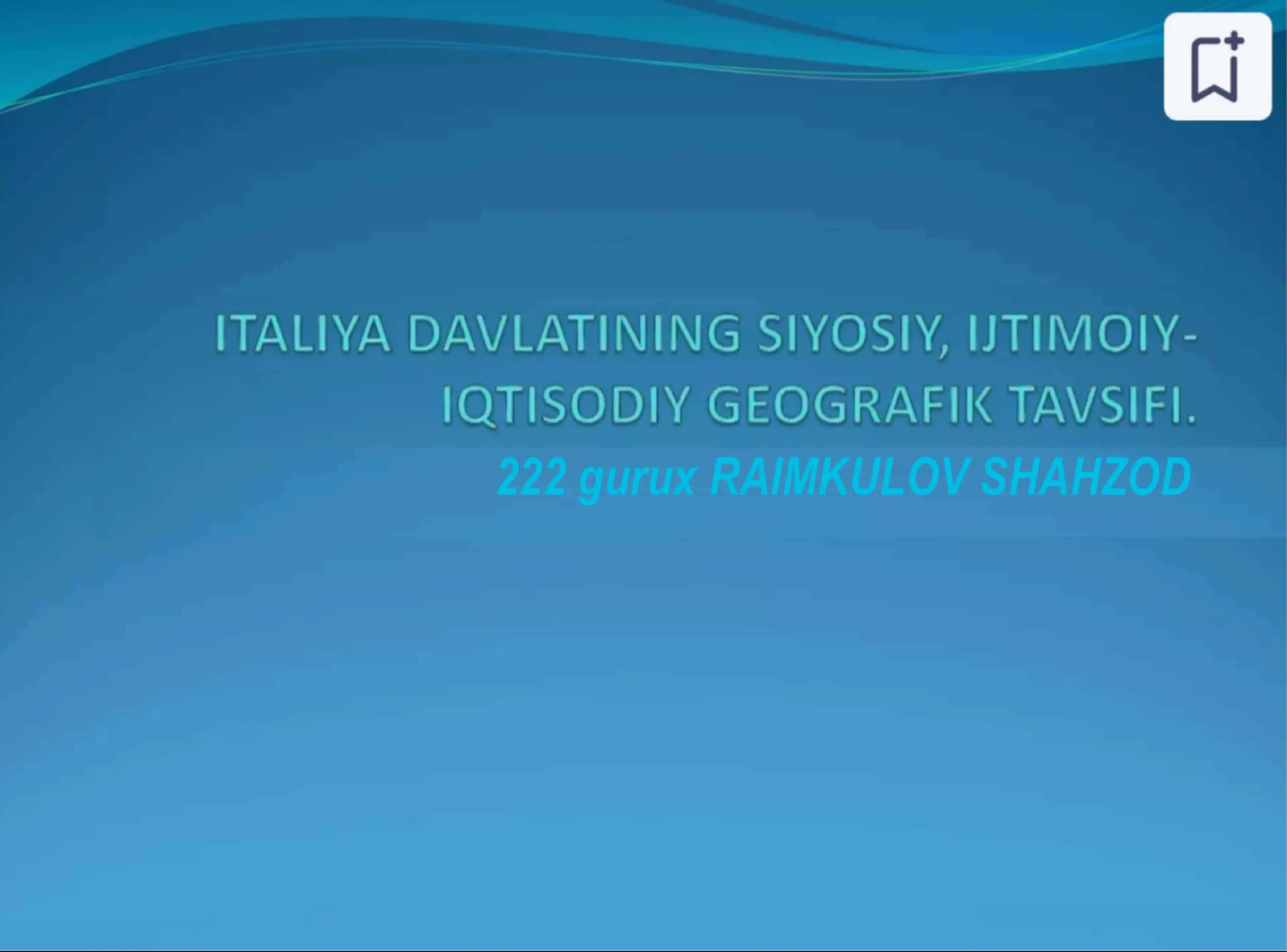 Raimkulov Shahzod Moliya 1