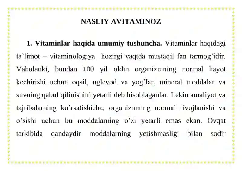 NASLIY AVITAMINOZ