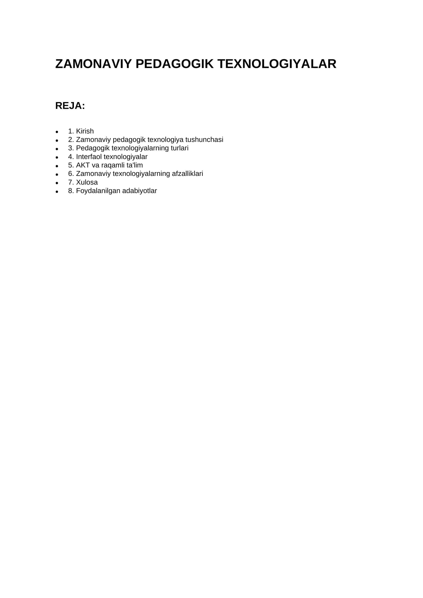 ZAMONAVIY PEDAGOGIK TEXNOLOGIYALAR 1