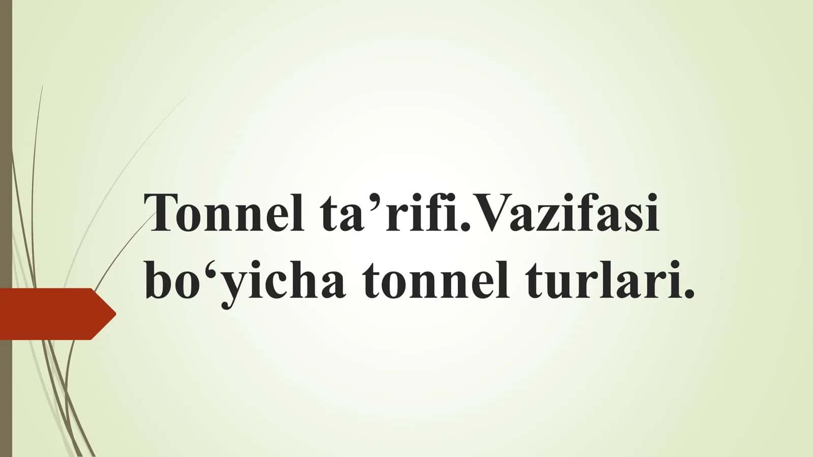 Tonnel ta’rifi.Vazifasi bo‘yicha tonnel turlari 1