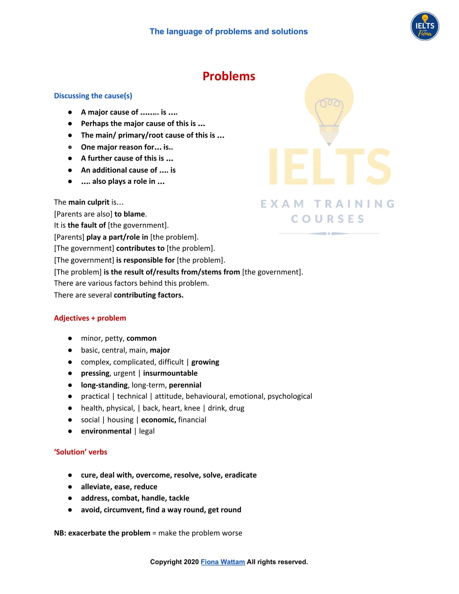 The language of problems and solutions 1