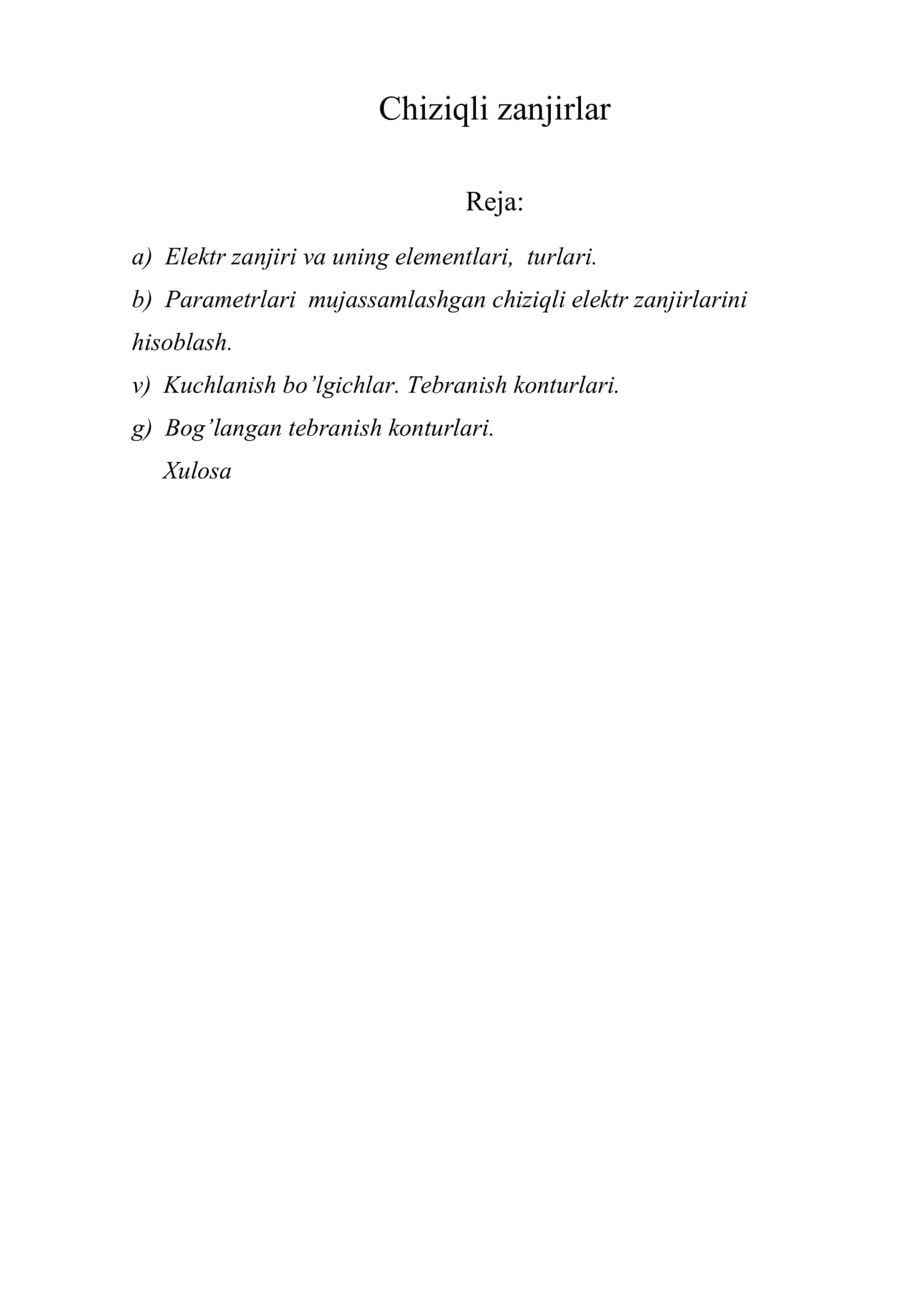 Chiziqli zanjirlar 1