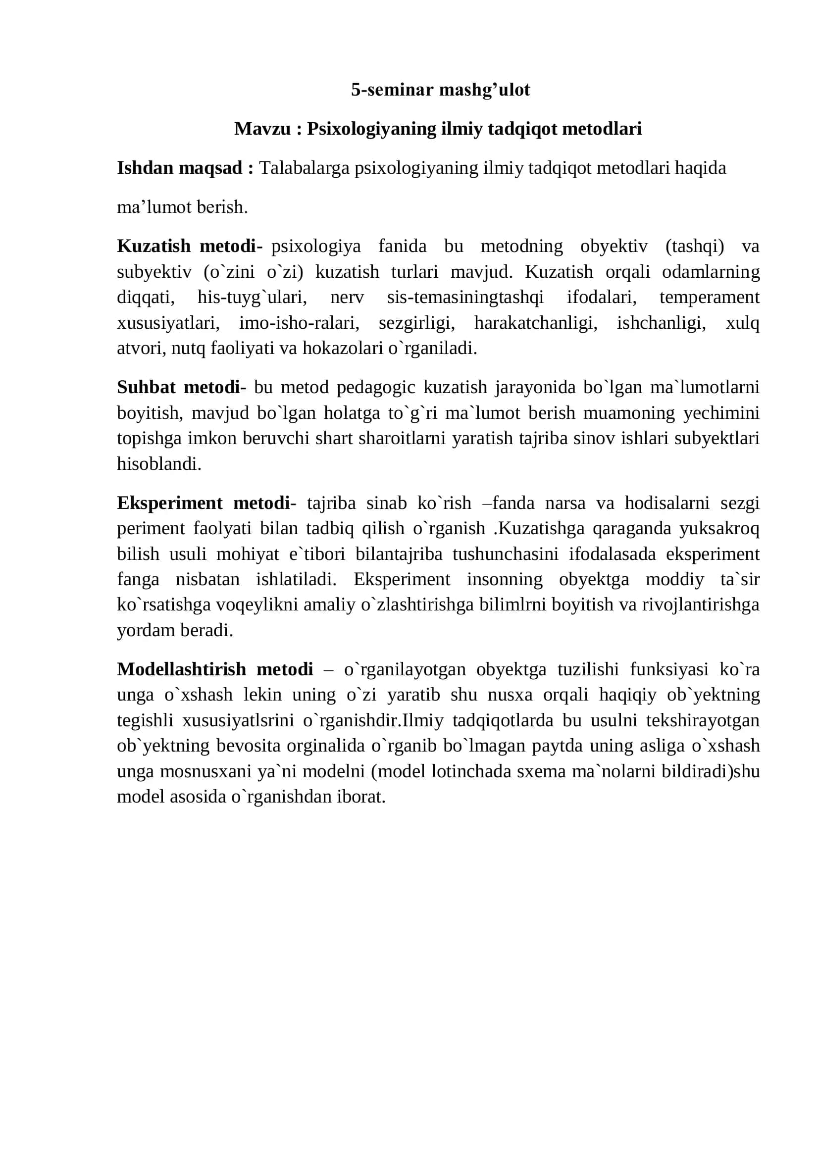 Psixologiyaning ilmiy tadqiqot metodlari 1