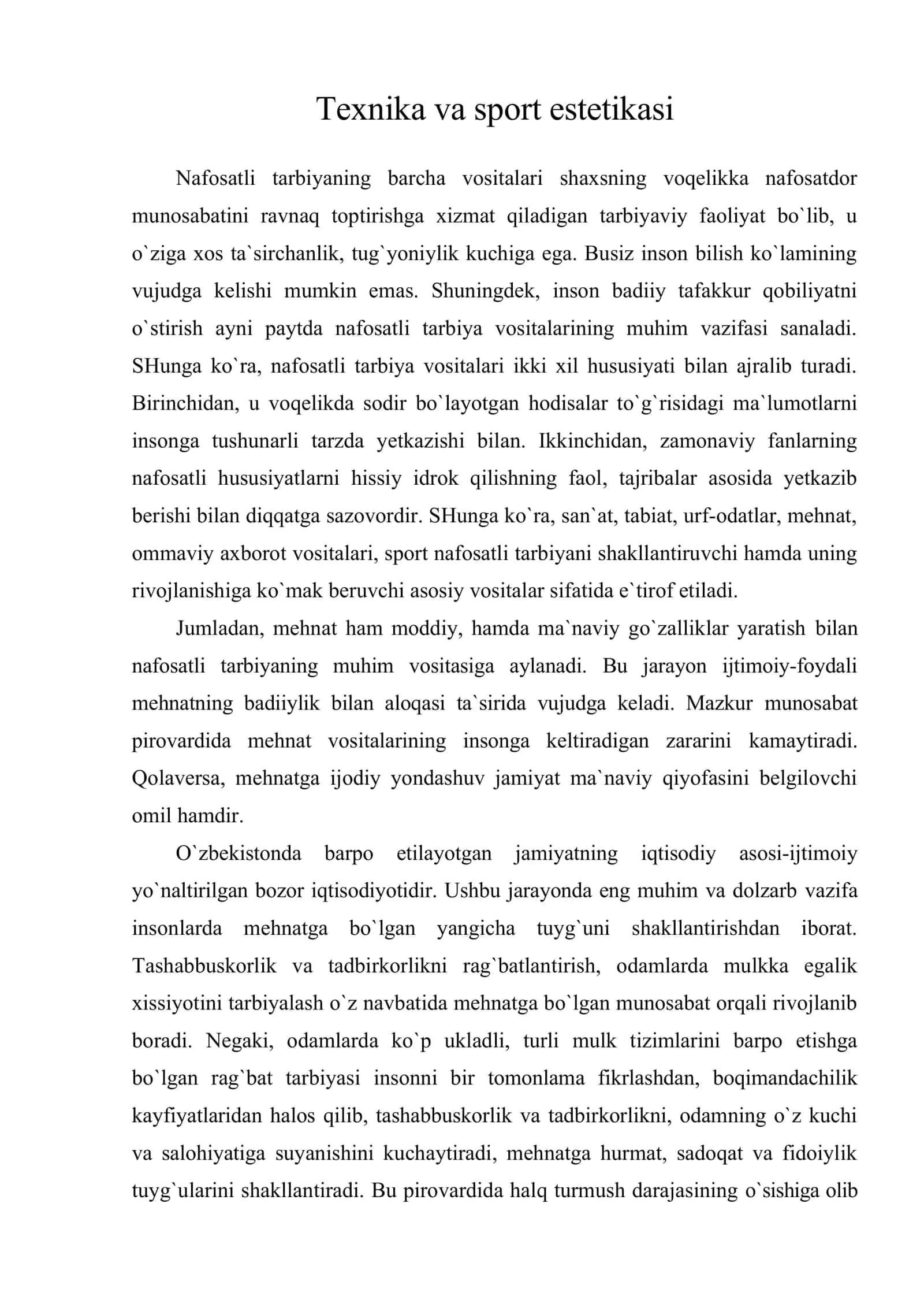 Texnika va sport estetikasi 1