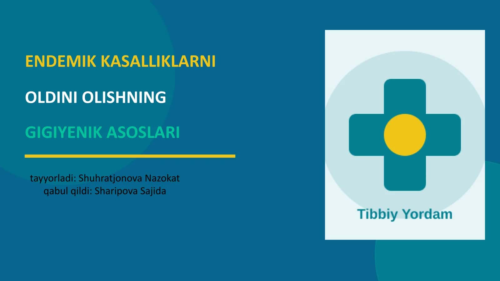 ENDEMIK KASALLIKLARNI OLDINI OLISHNING GIGIYENIK ASOSLARI 1