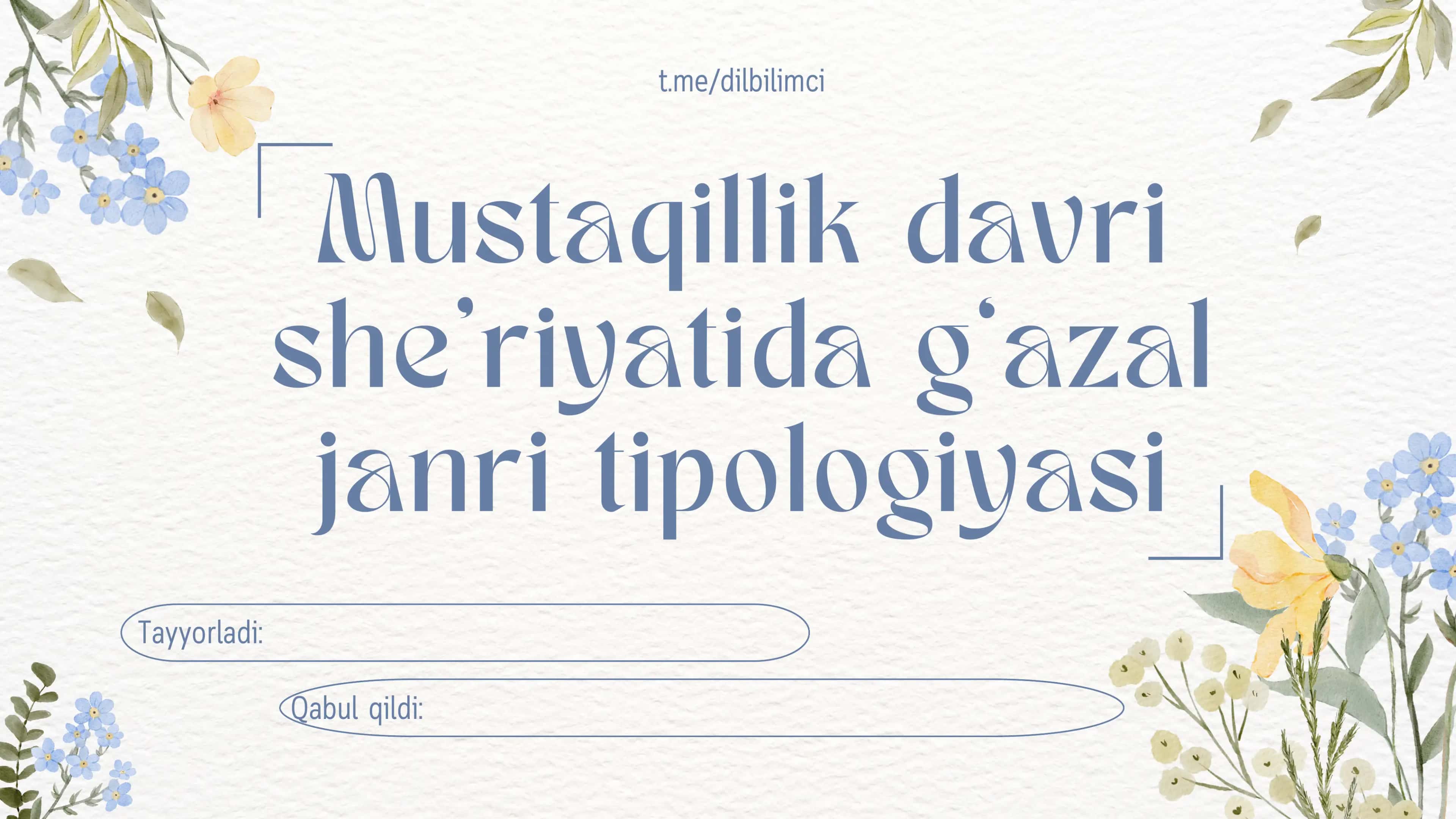 Mustaqillik davri she'riyatida g'azal janri tipologiyasi 1