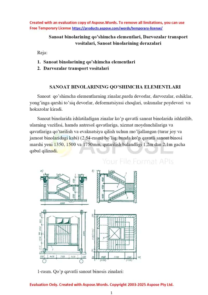 Sanoat binolarining qo’shimcha elementlari 1