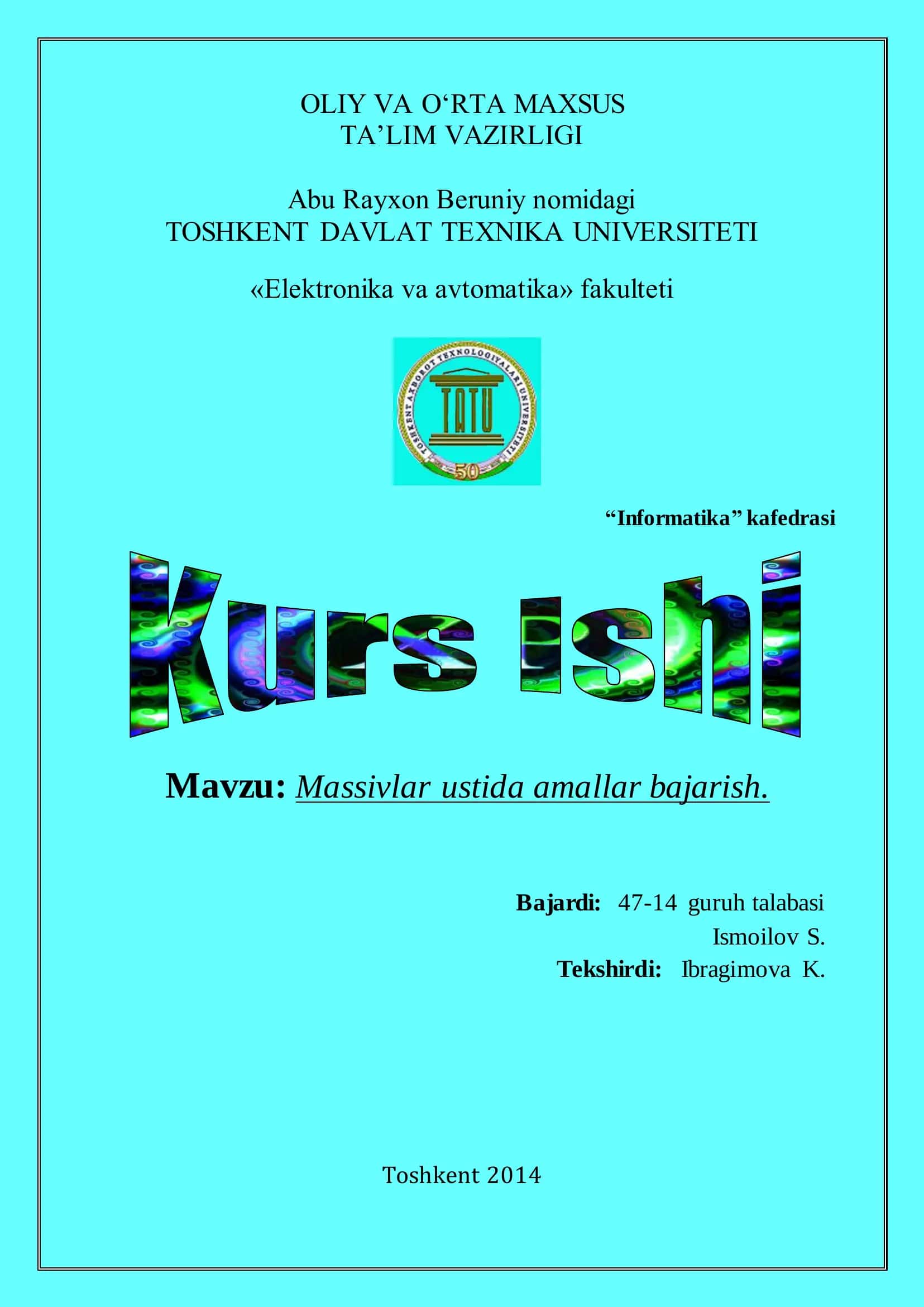 Massivlar ustida amallar bajarish 1