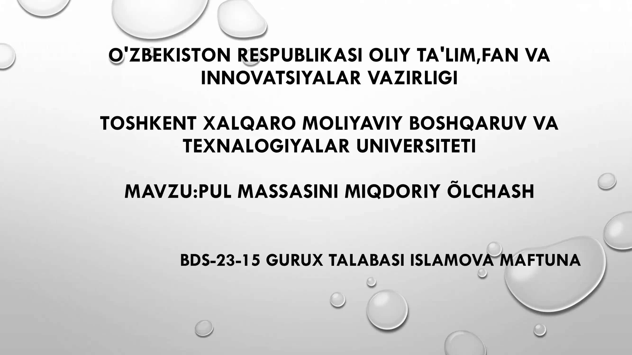Pul massasini miqdoriy ölchash 1