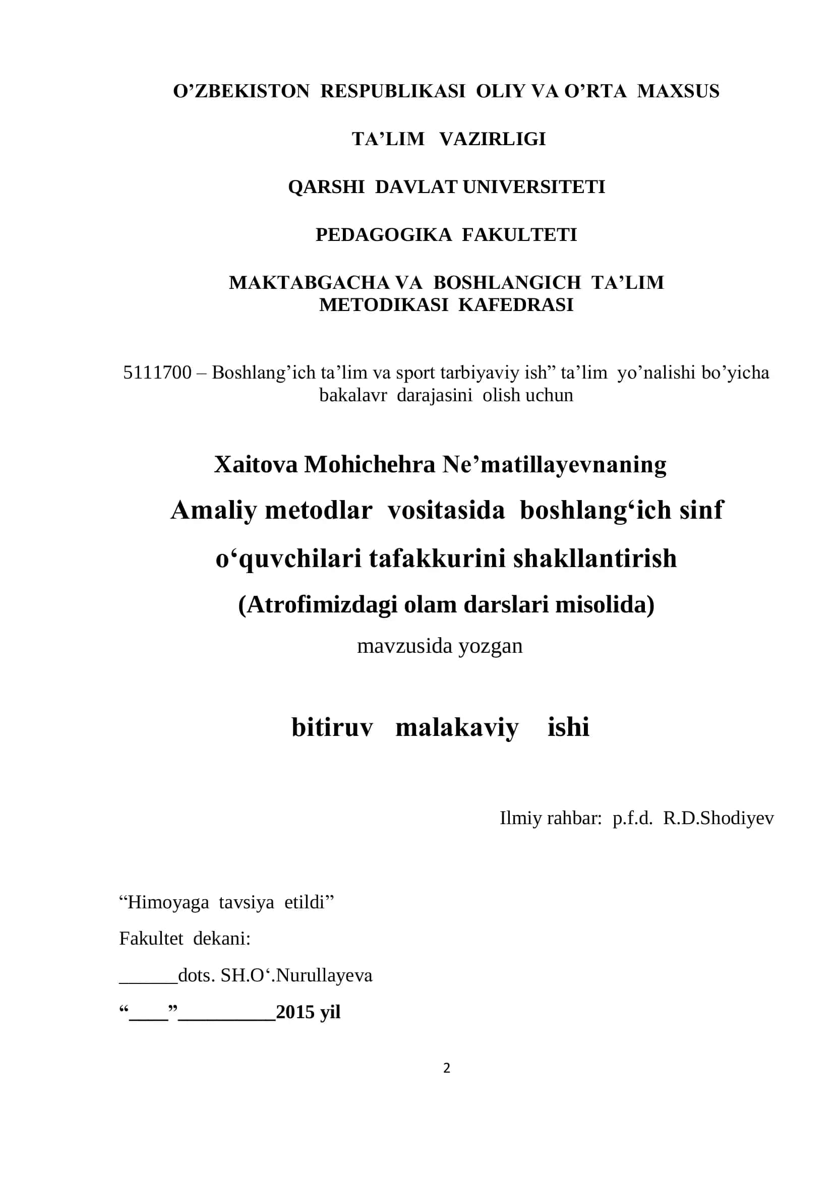Boshlang’ich ta’lim va sport tarbiyaviy ish 1