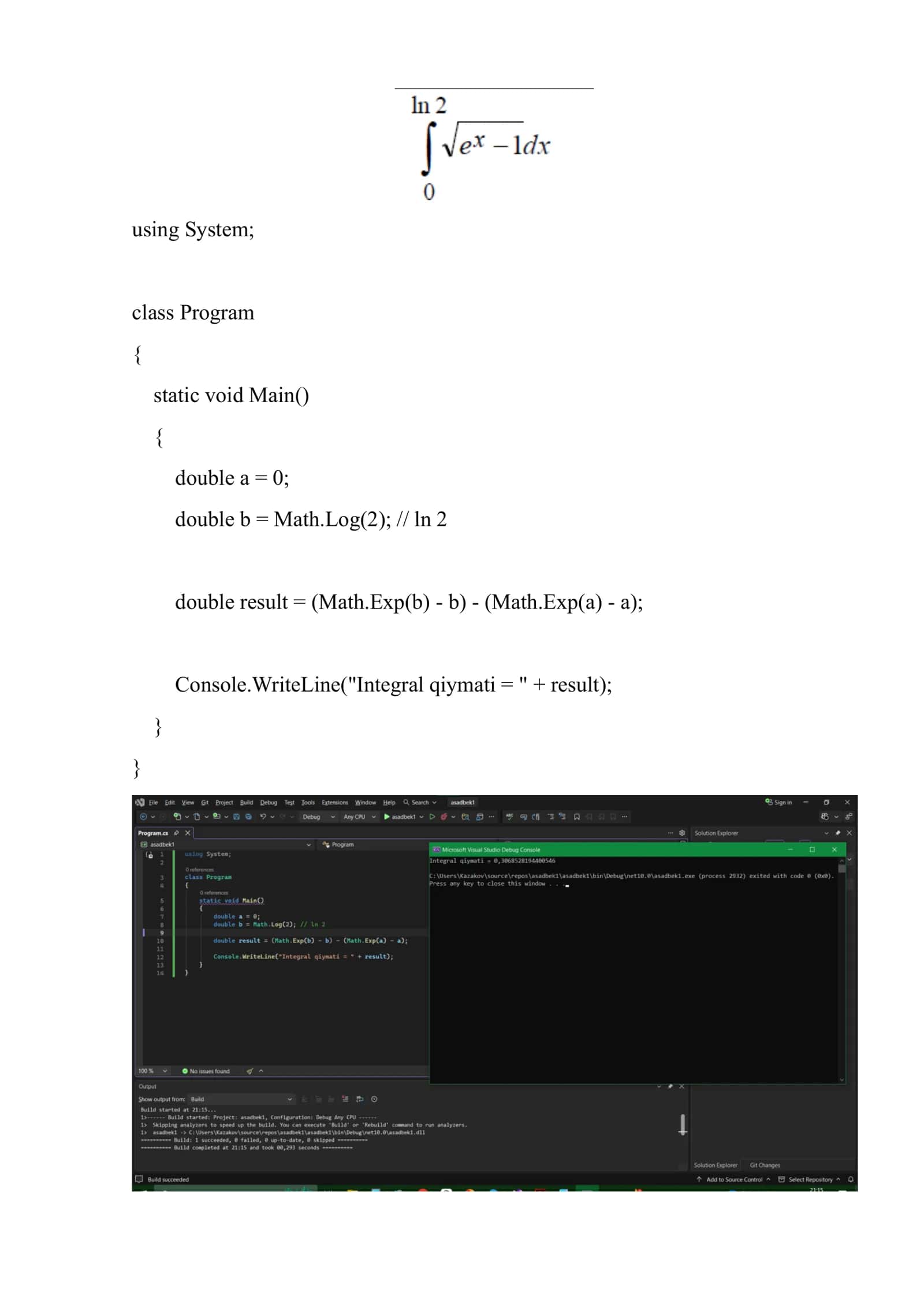 Integral qiymati 1