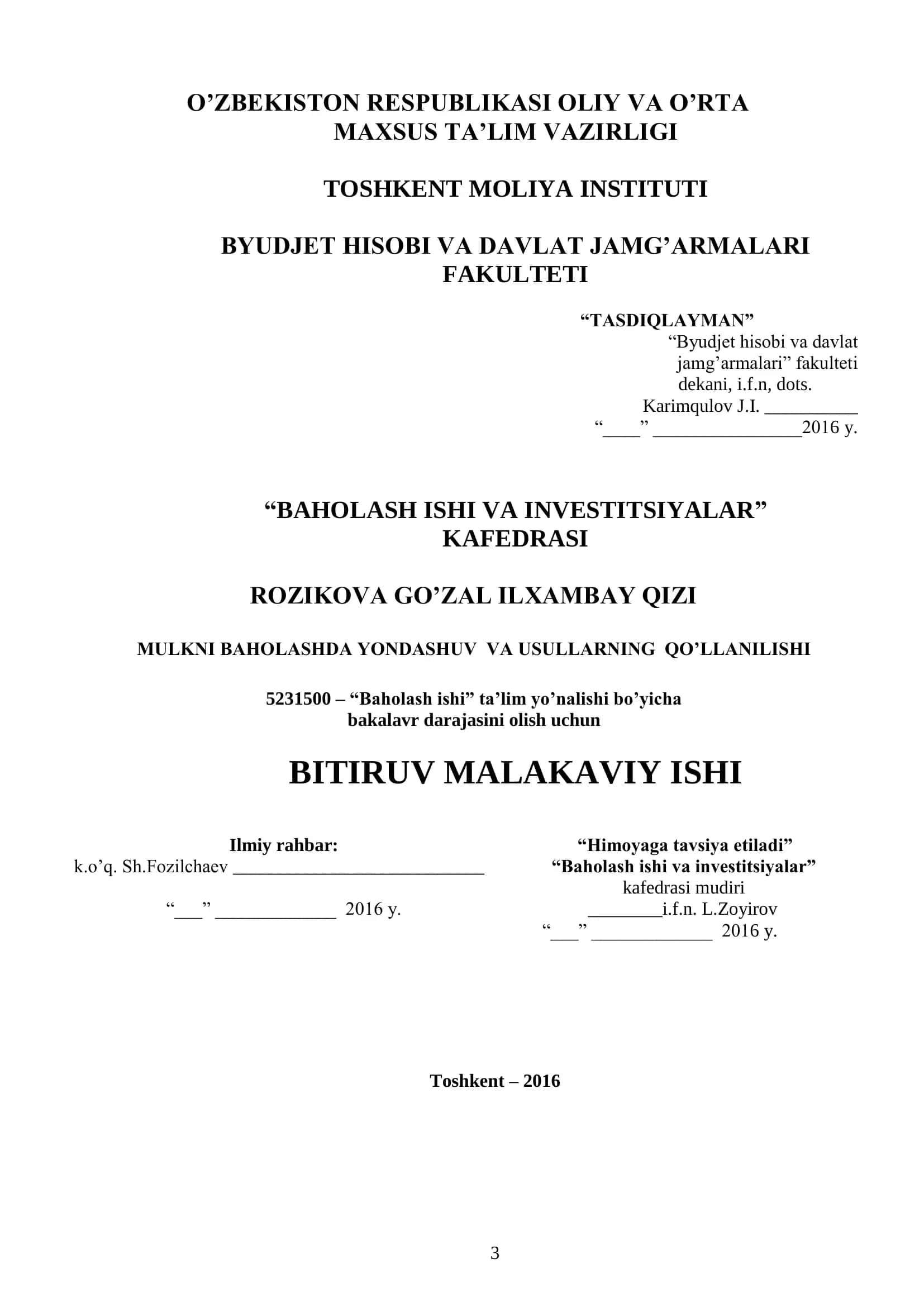MULKNI BAHOLASHDA YONDASHUV VA USULLARNING QO’LLANILISHI 1