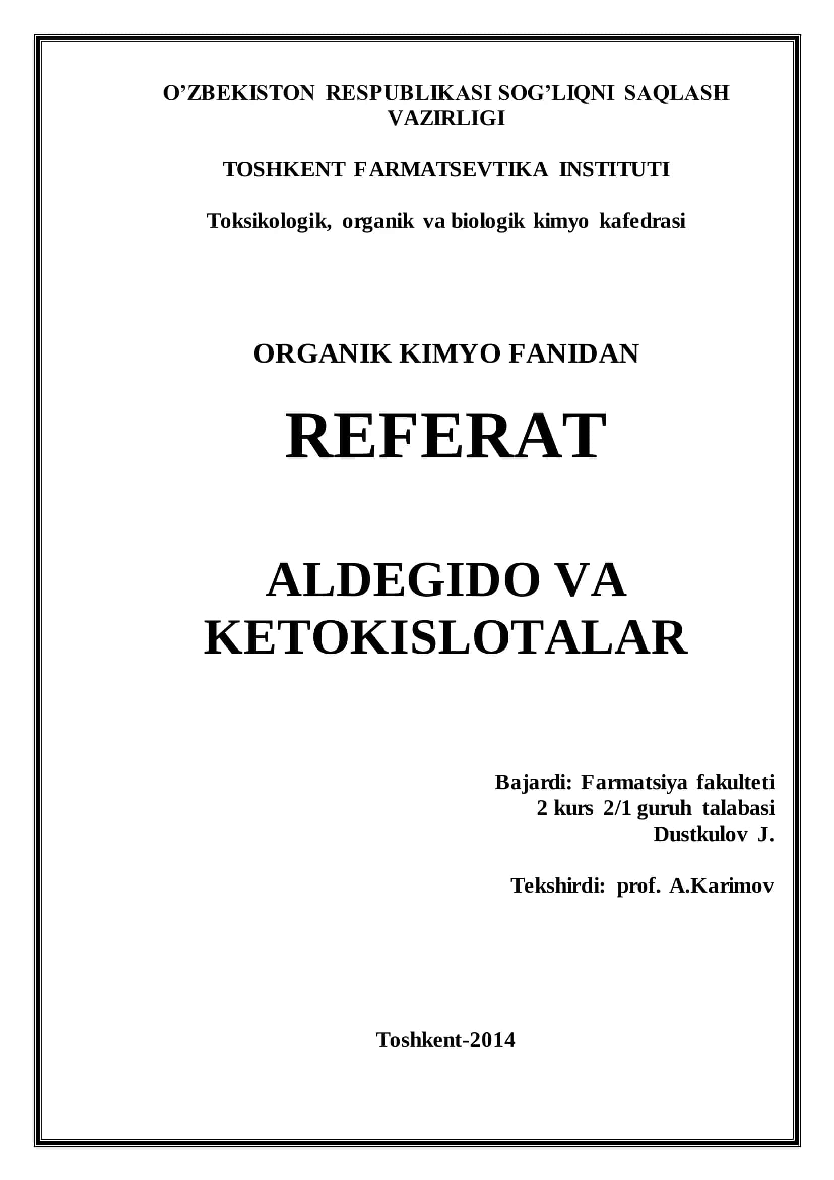 ALDEGIDO VA KETOKISLOTALAR 1