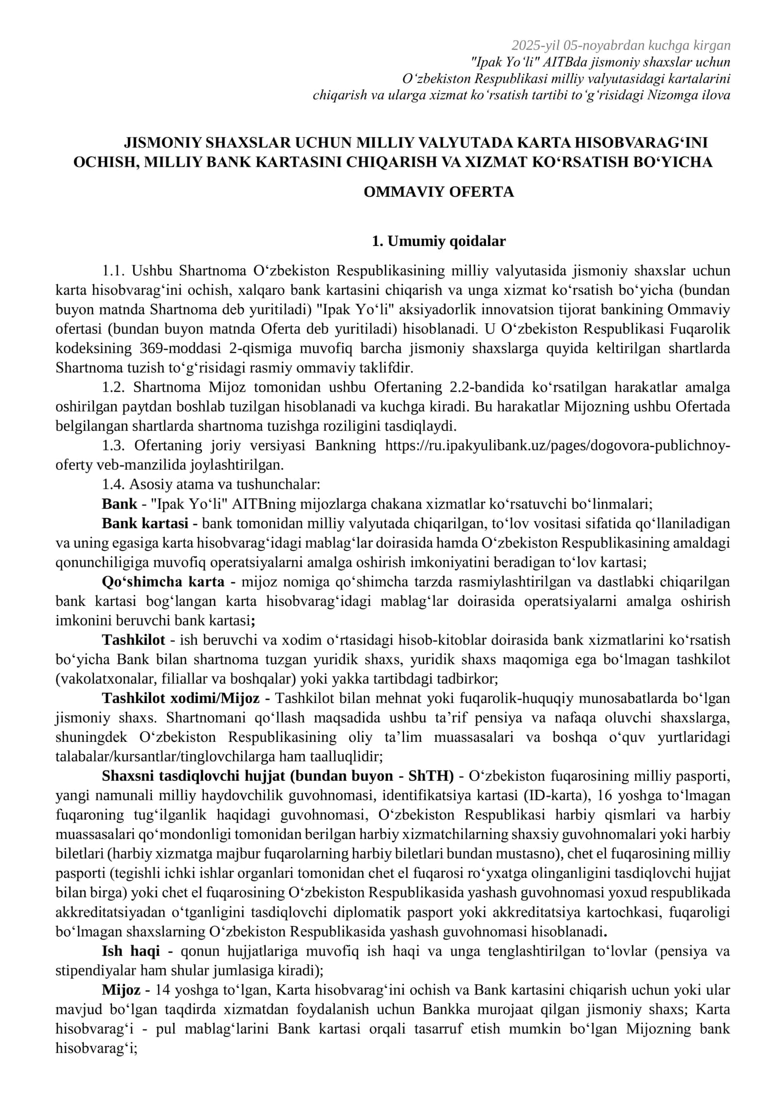 O‘zbekiston Respublikasi Milliy Valyutasidagi Kartalar Ochish 1