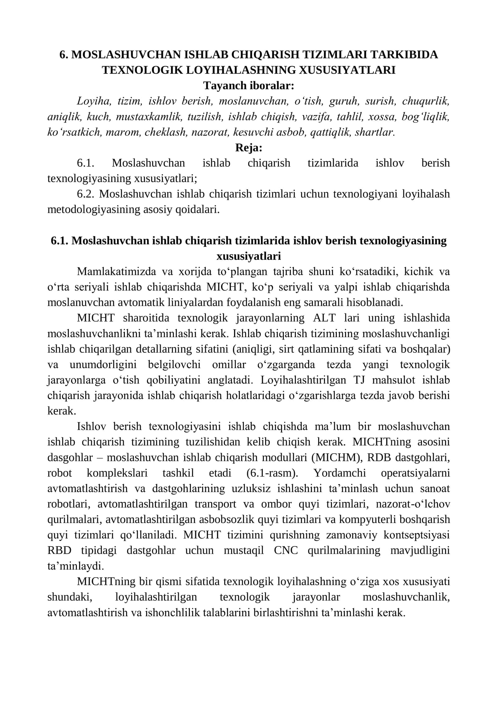 Moslashuvchan ishlab chiqarish tizimlari 1