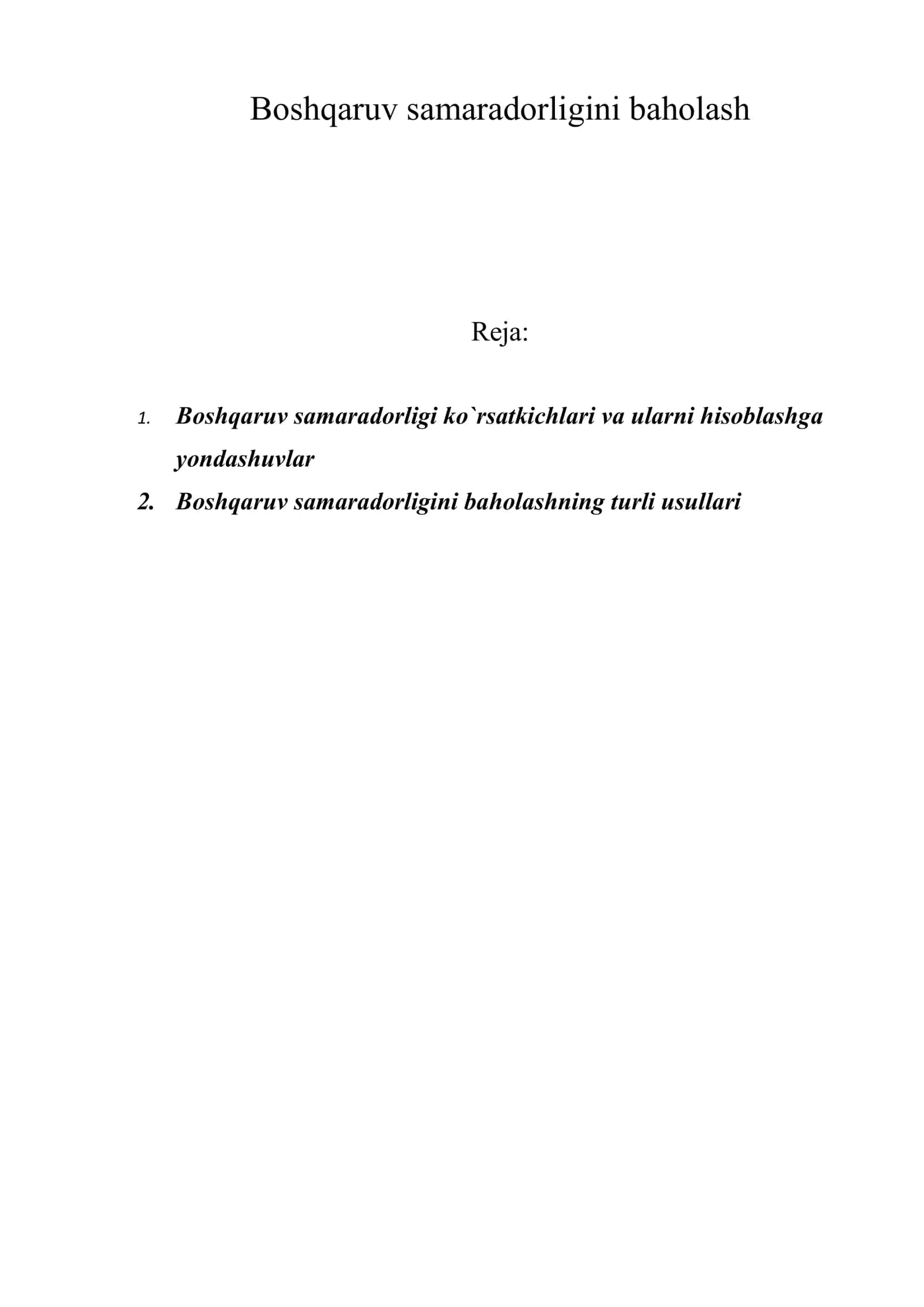 Boshqaruv samaradorligini baholash 1