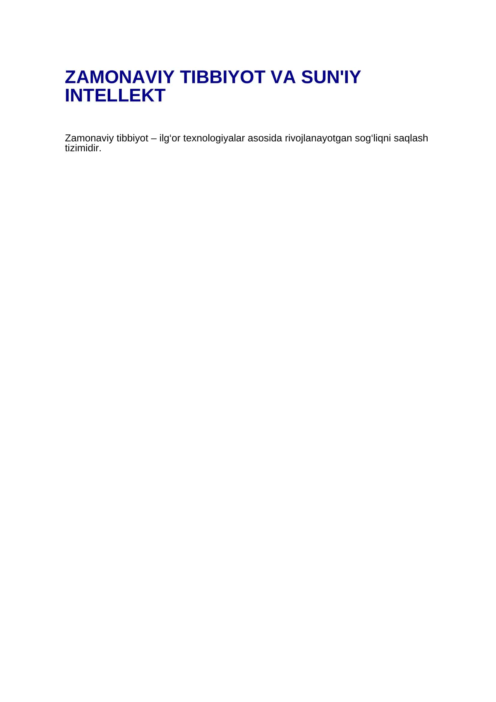 suniy intelekt tibbiyotda ahamiyati 1