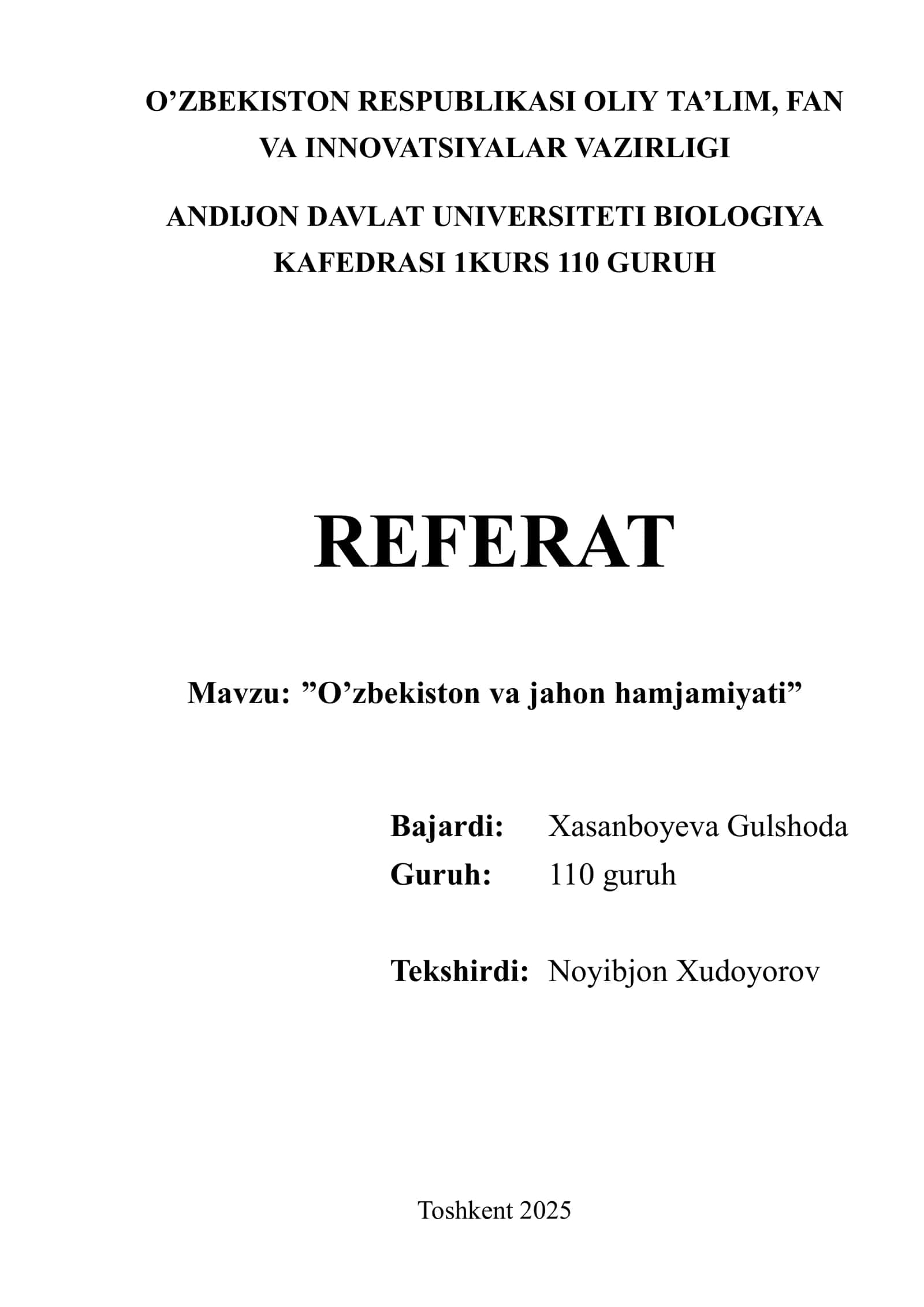 O'zbekiston va Jahon Hamjamiyati 1