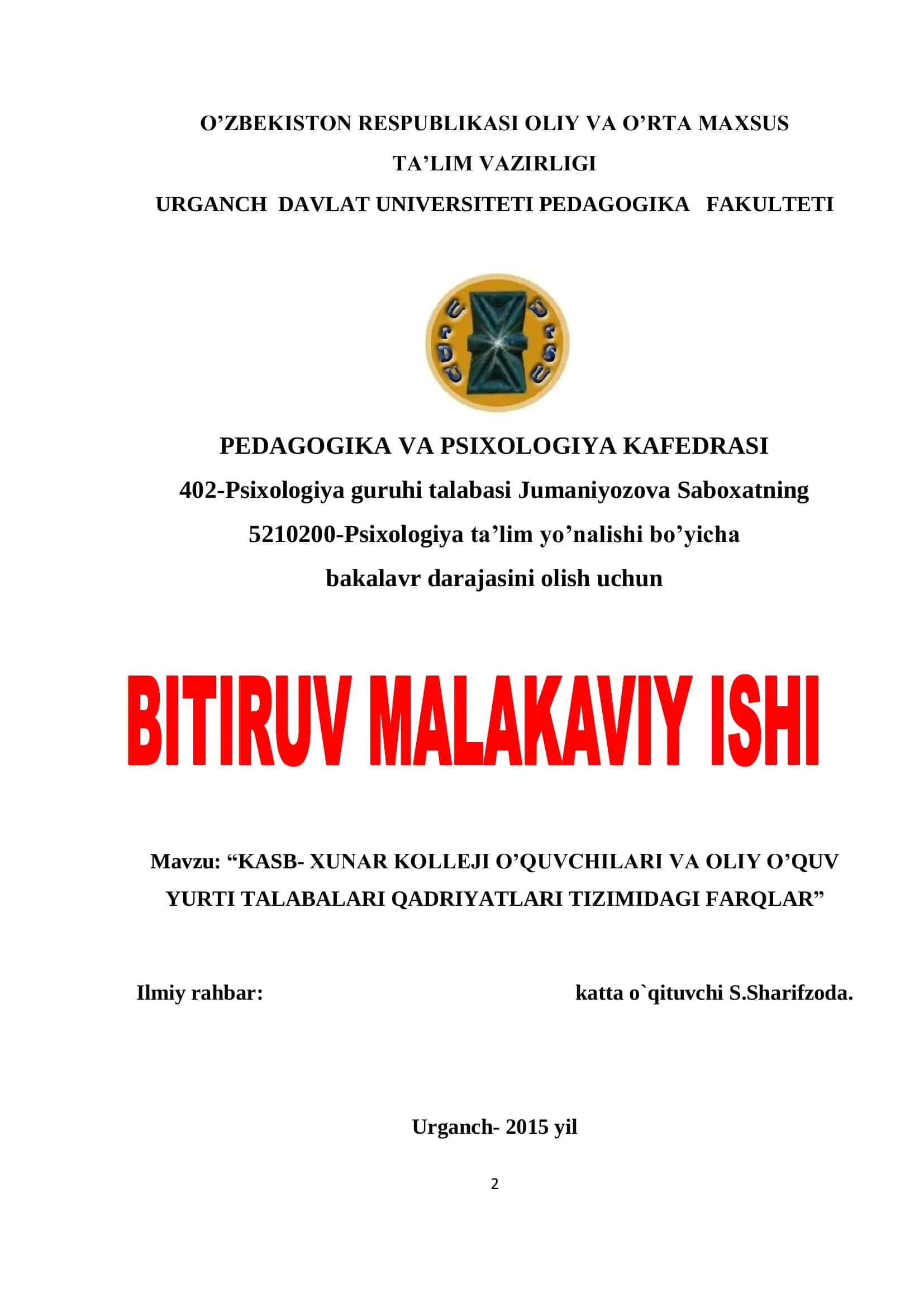 Talabalari Qadriyatlari Tizimidagi Farqlar 1