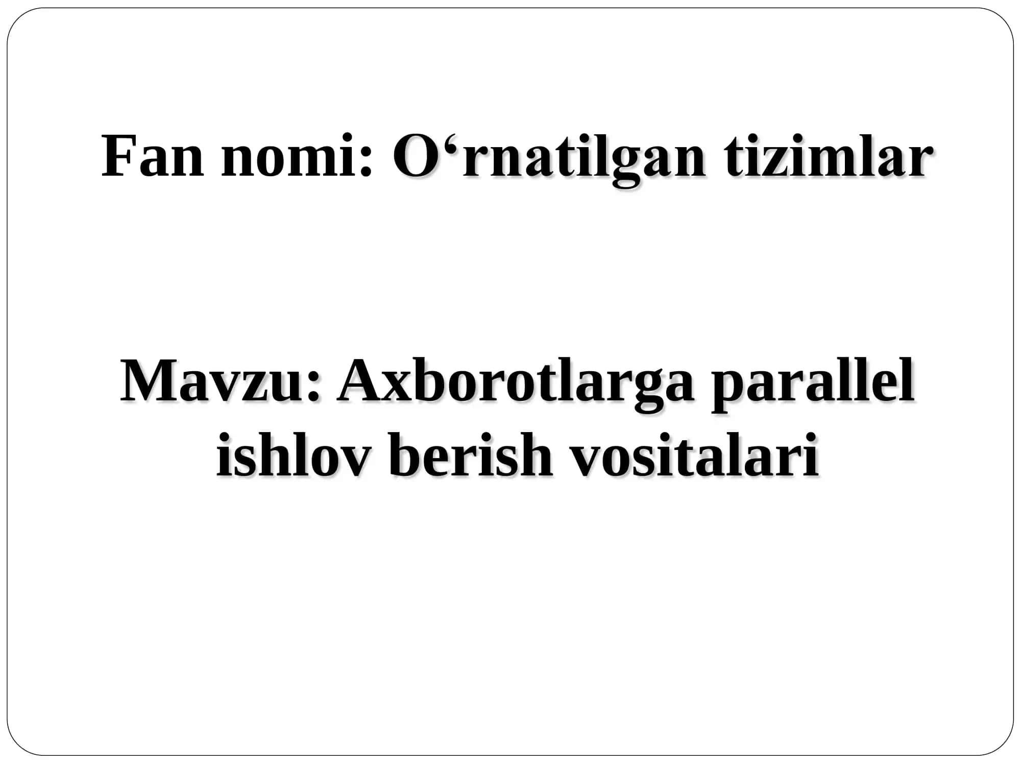 O‘rnatilgan tizimlar 1