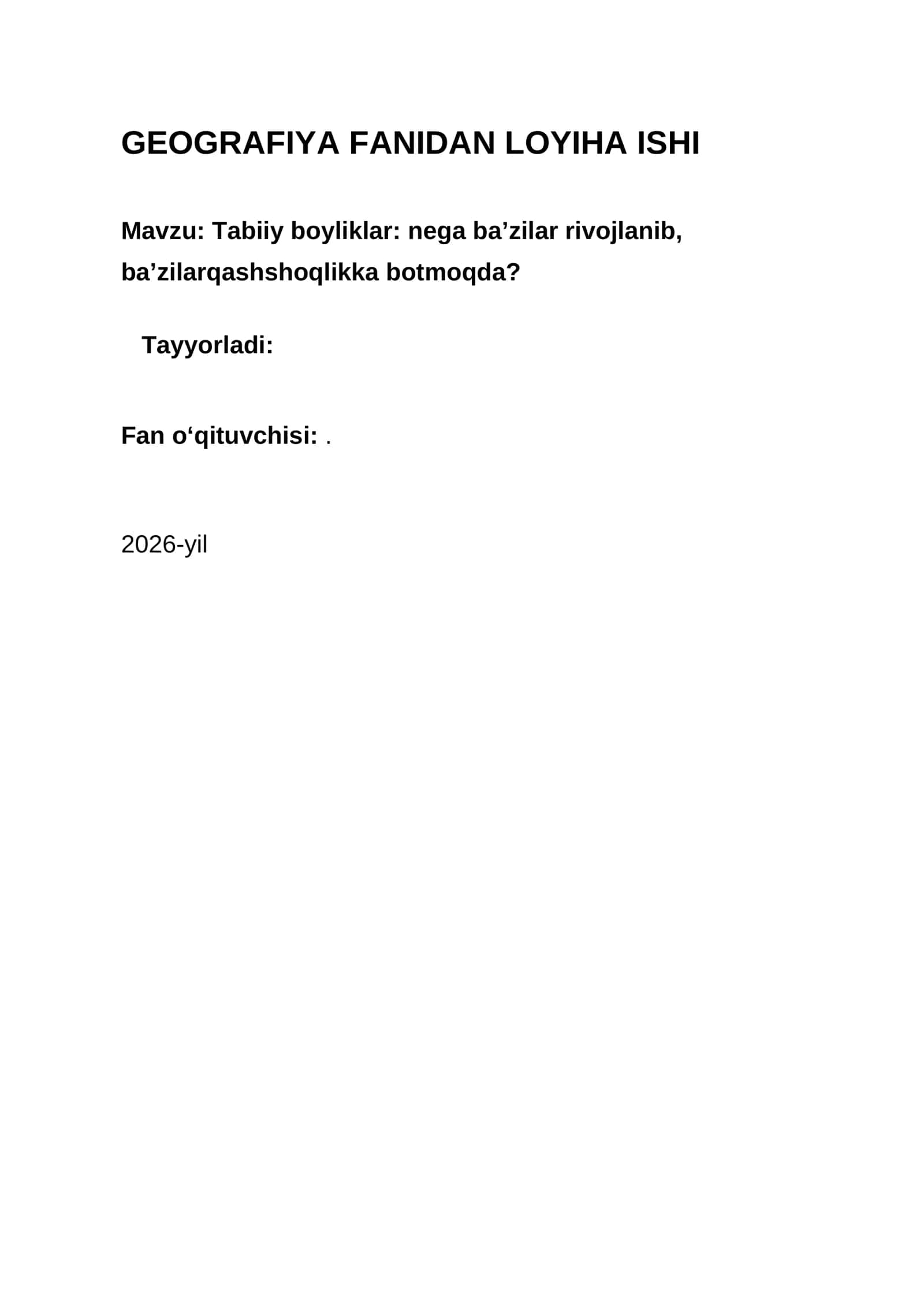 Tabiiy boyliklar 1