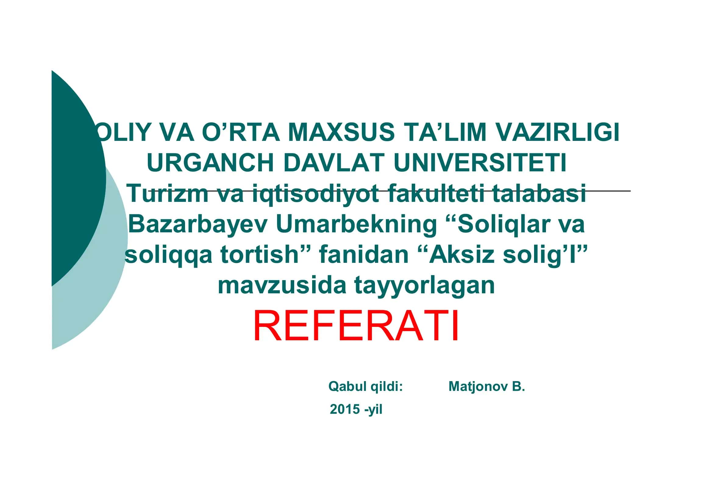 Aktsiz solig’i va uning joriy qilinishi 1