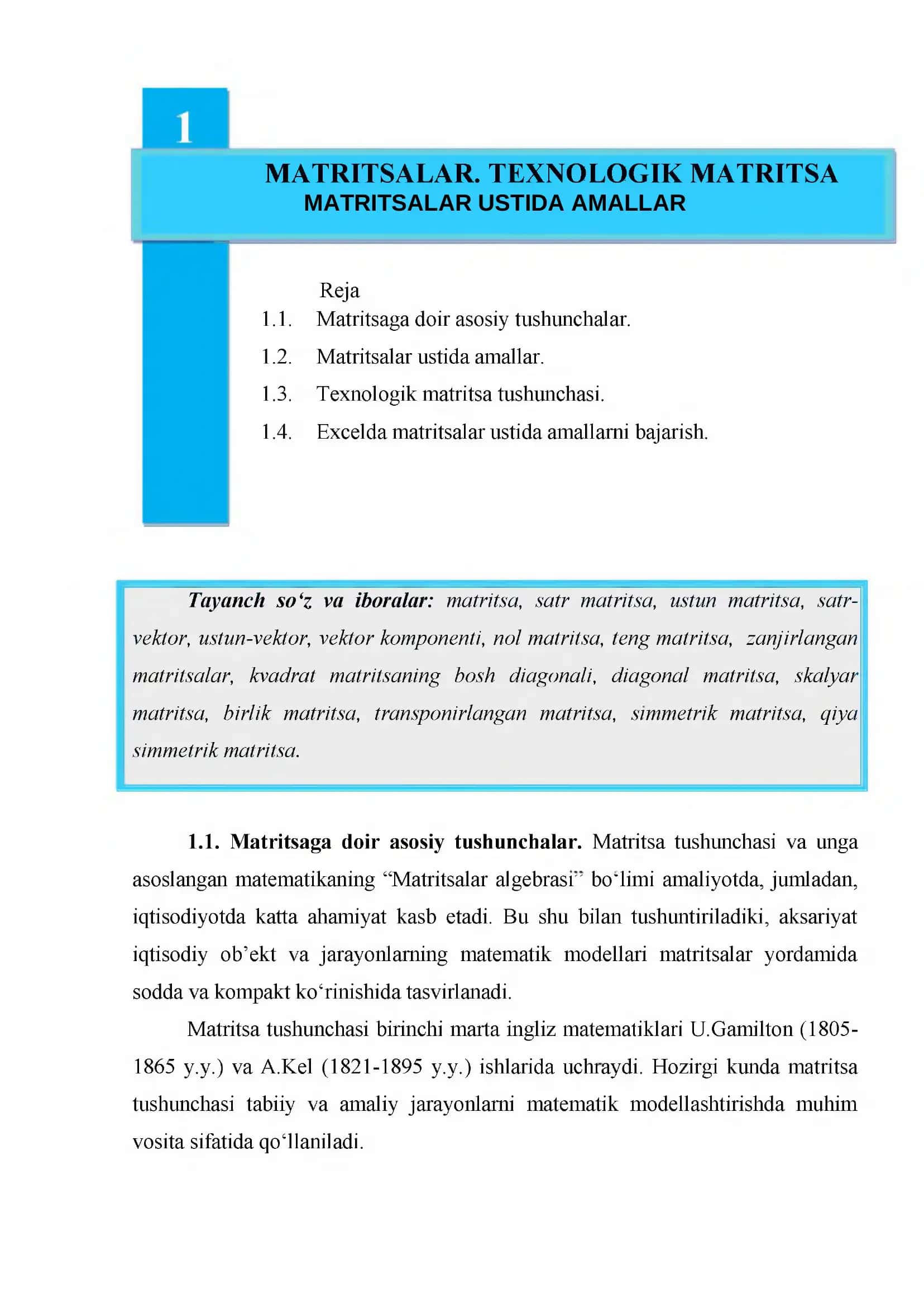 Matritsa tushunchasi 1