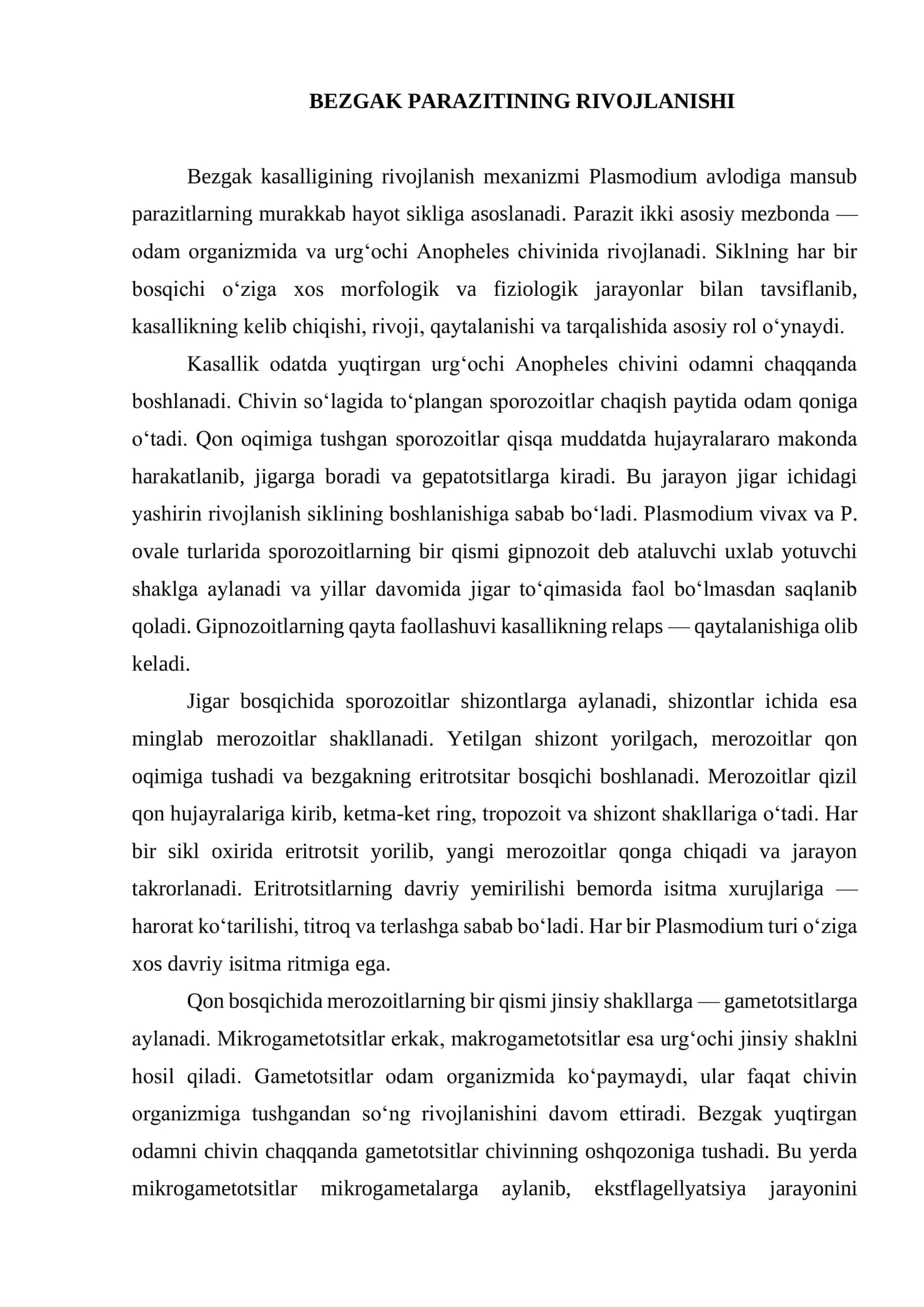 BEZGAK PARAZITINING RIVOJLANISHI 1