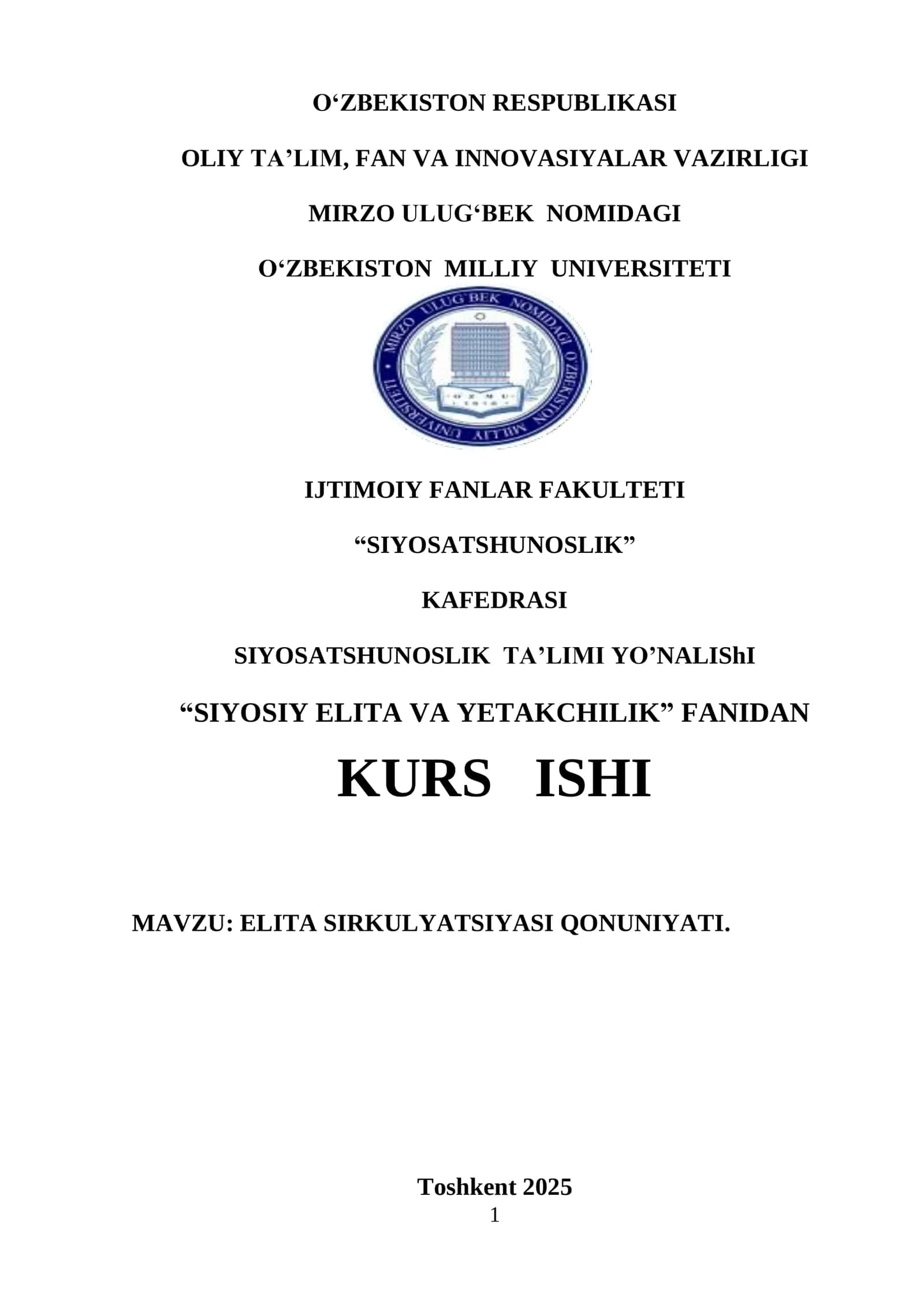 ELITA SIRKULYATSIYASI QONUNIYATI 1