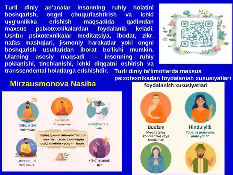 Turli diniy ta'limotlarda maxsus psixotexnika