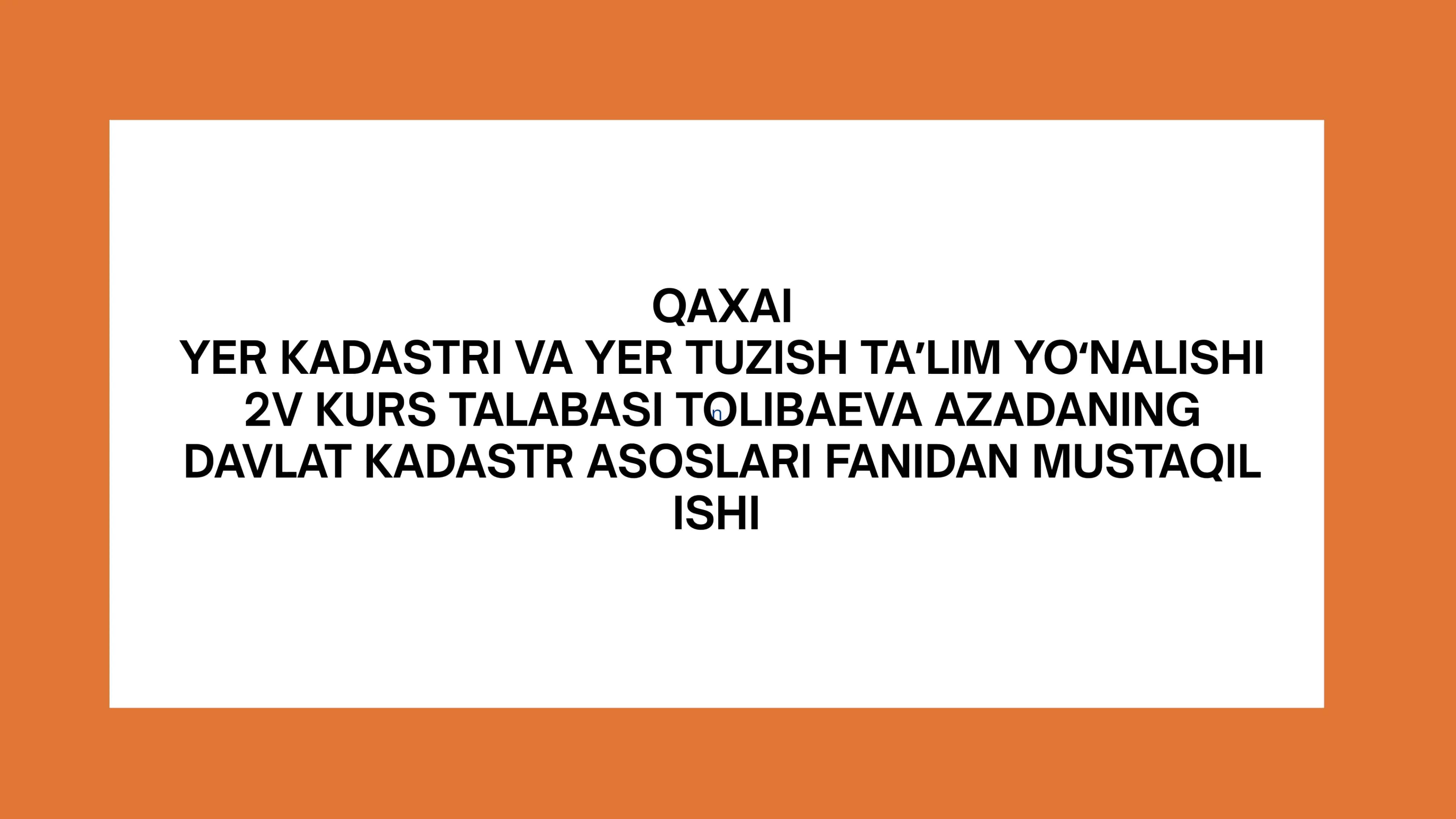 Yer kadastri va yer tuzish ta'lim yo'nalishi 1