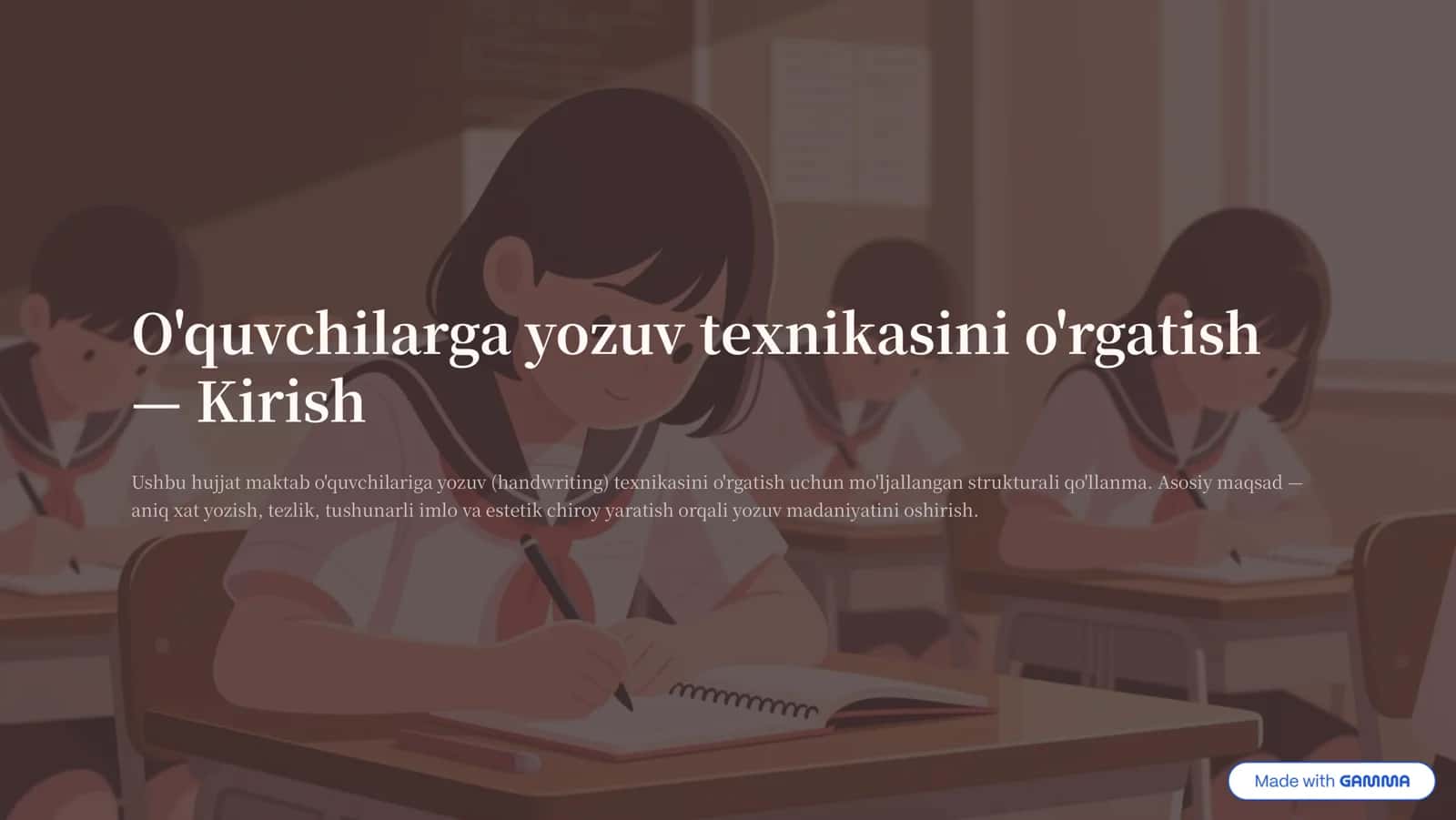 O'quvchilarga yozuv texnikasini o'rgatish 1