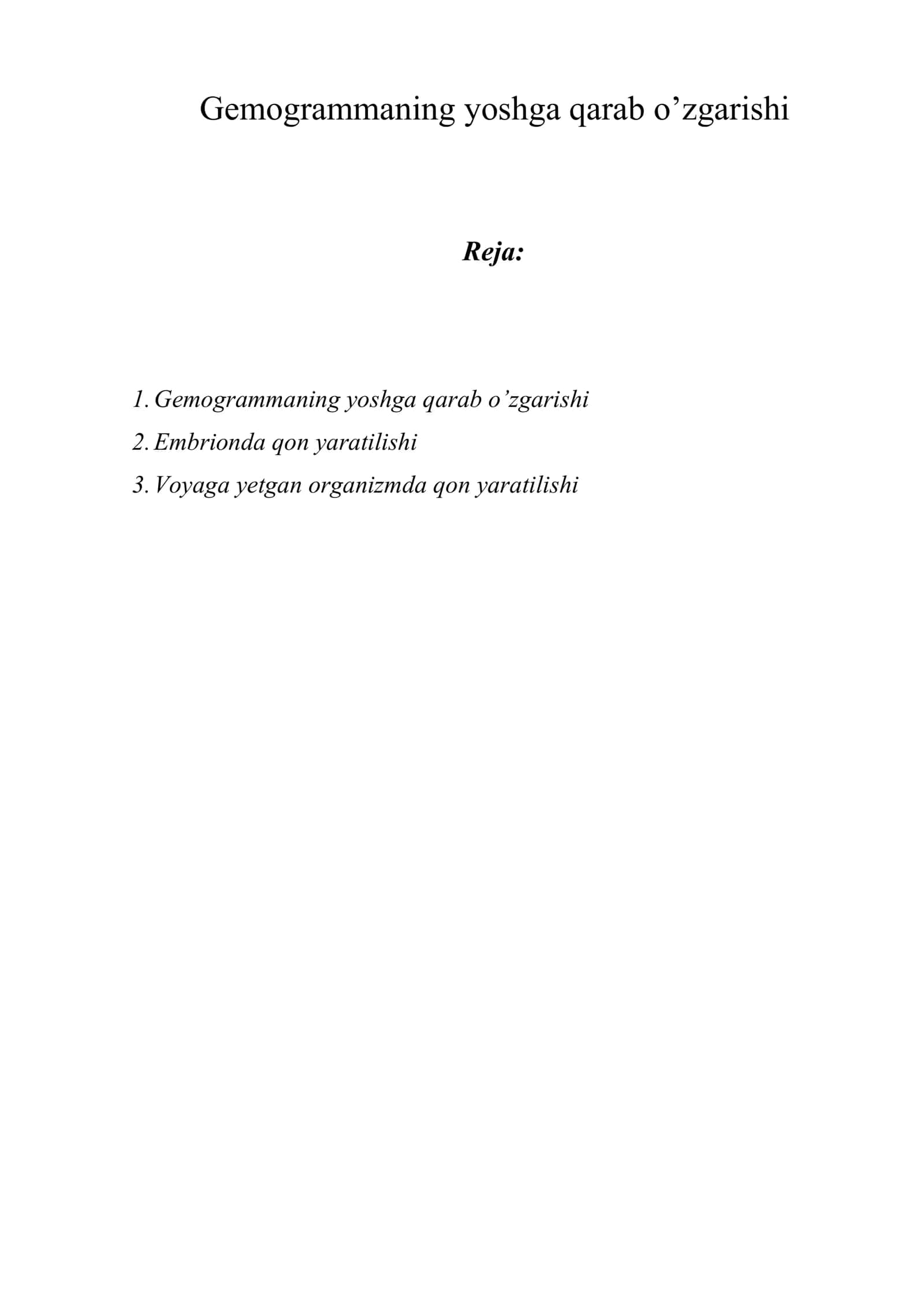 Gemogrammaning yoshga qarab o’zgarishi 1