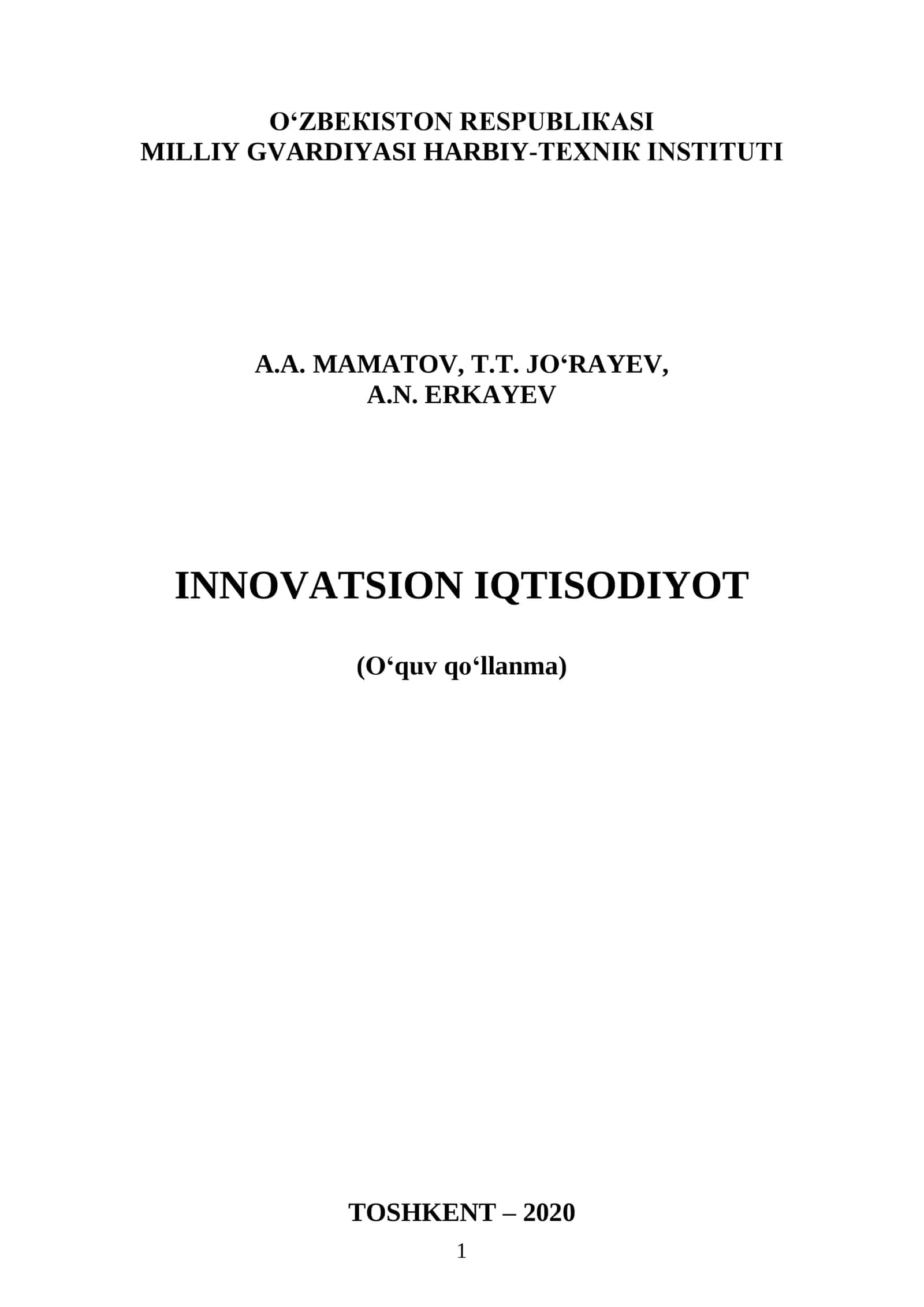 INNOVATSION IQTISODIYOT 1