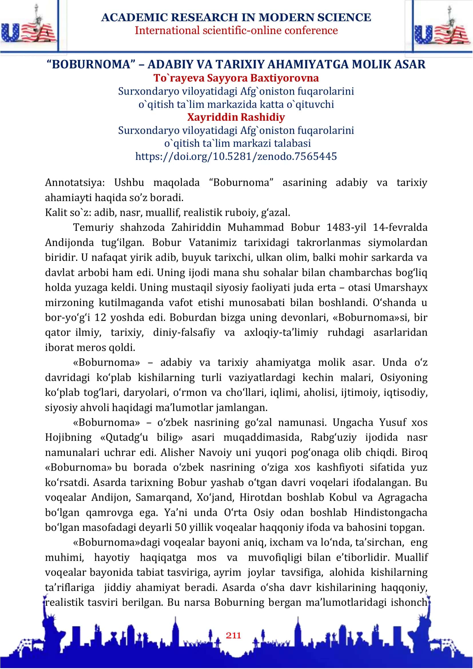 BOBURNOMA – ADABIY VA TARIXIY AHAMIYATGA MOLIK ASAR 1