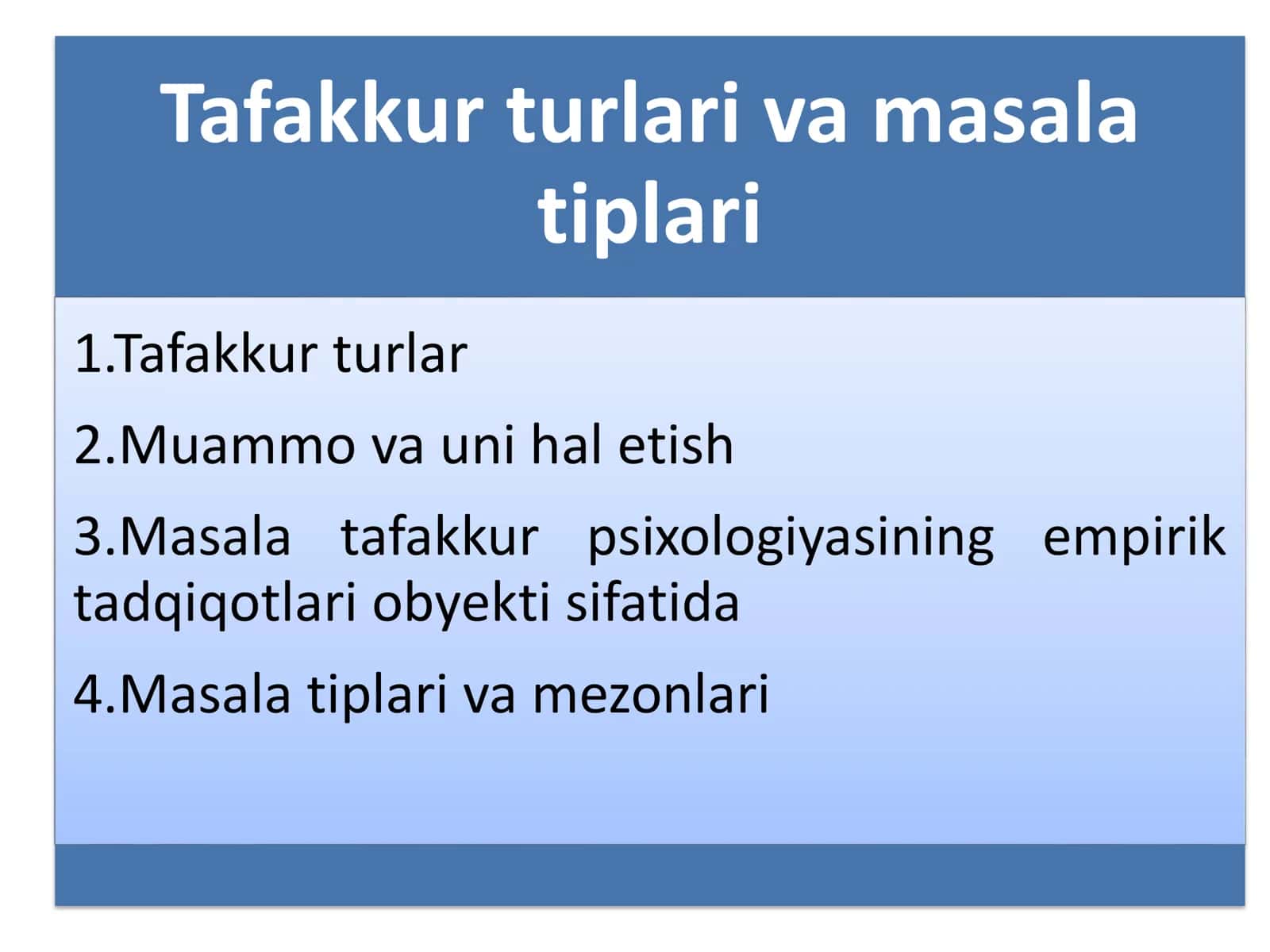 Tafakkur turlari va masala tiplari 1