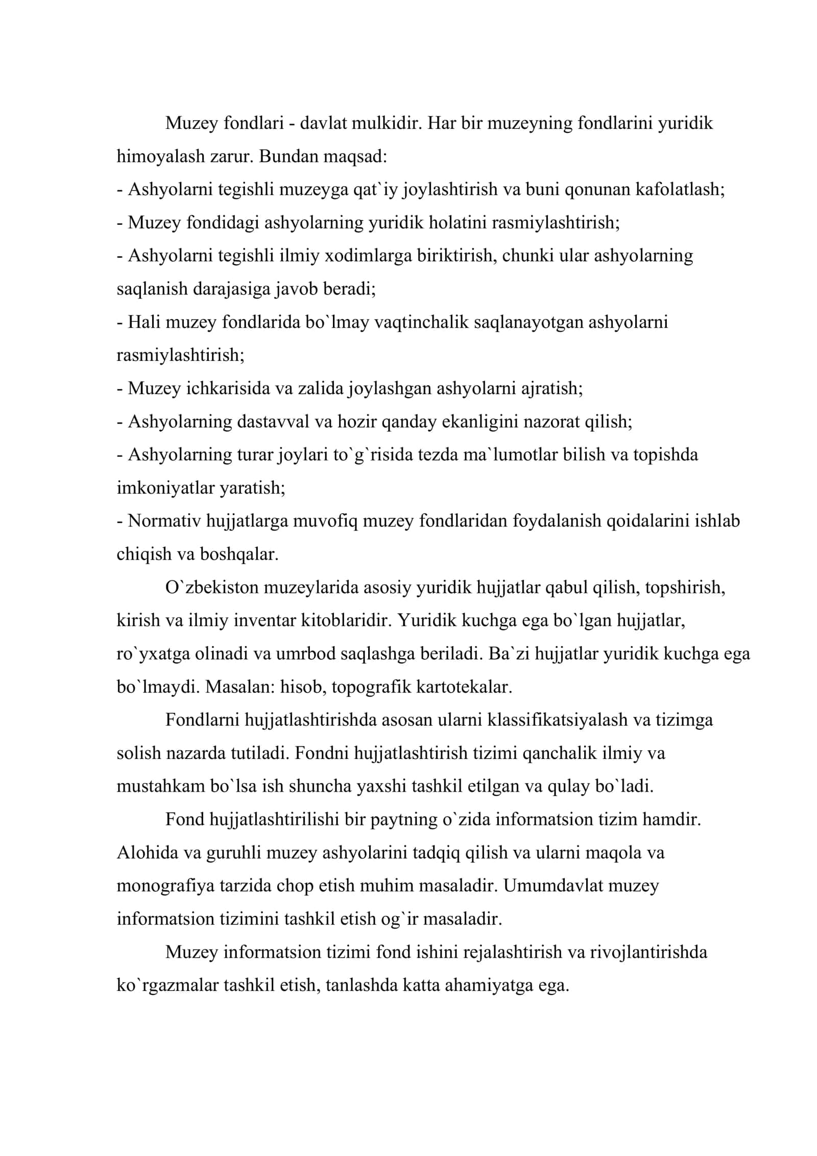 Muzey ashyolarini hisobga olish 2