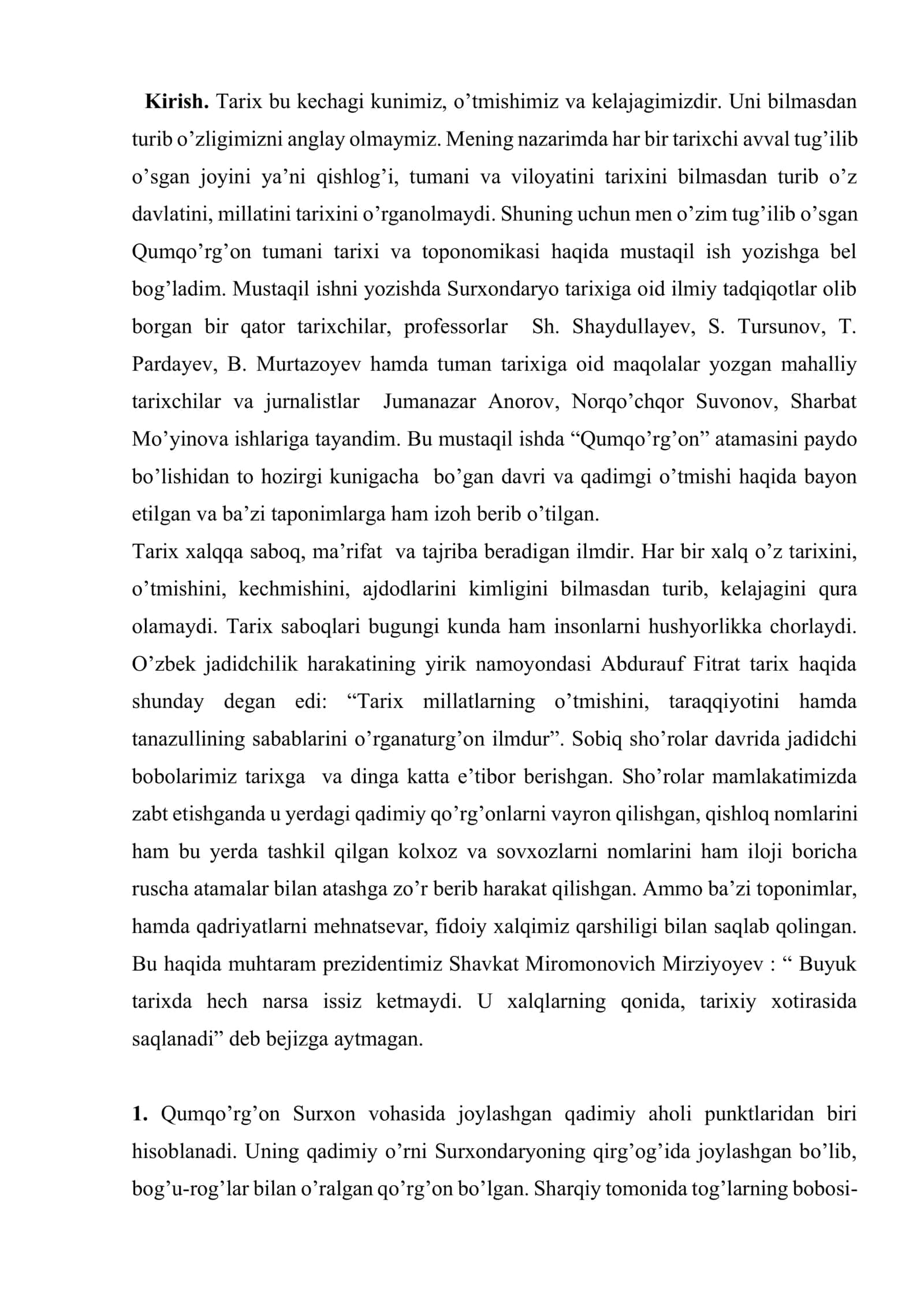 Qumqo’rg’on tumani tarixi va toponomikasi 2