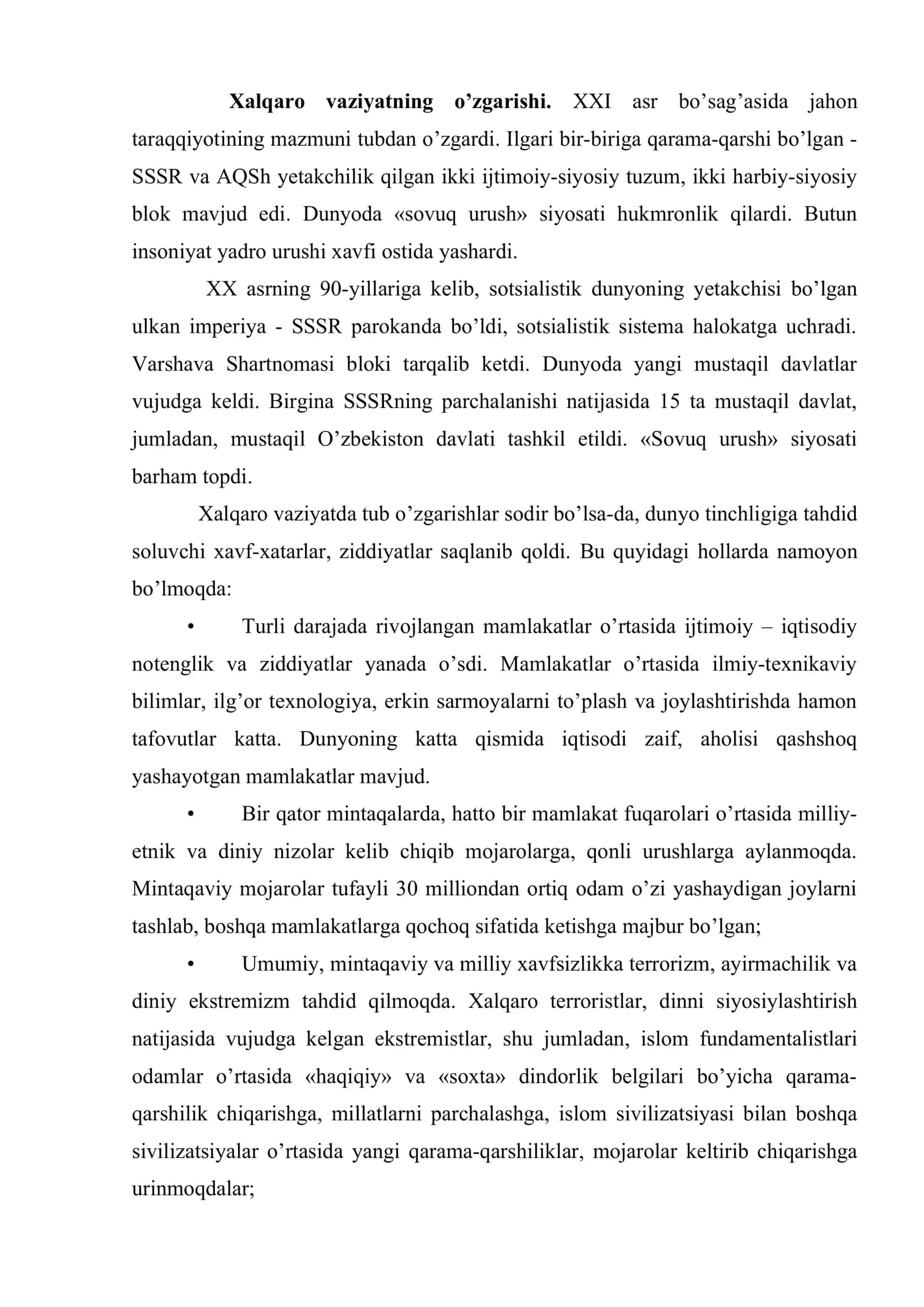 O’zbekistonning jahon hamjamiyatiga integratsiyalashuvi 2