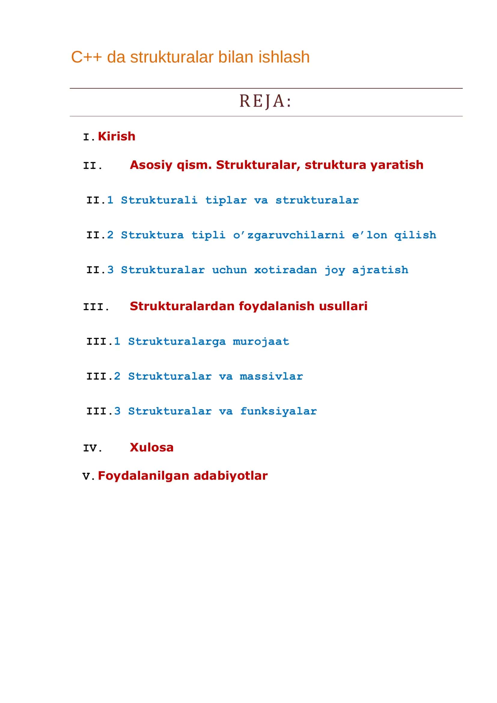 C++ da strukturalar bilan ishlash 2