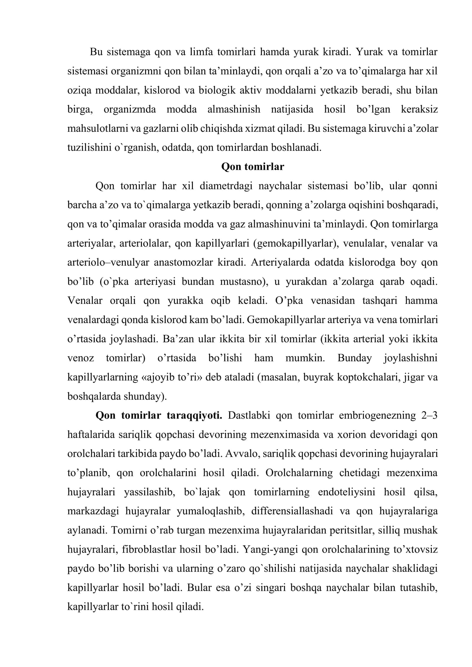 Yurak va tomirlar sistemasi (systema cardio angiologae) 2