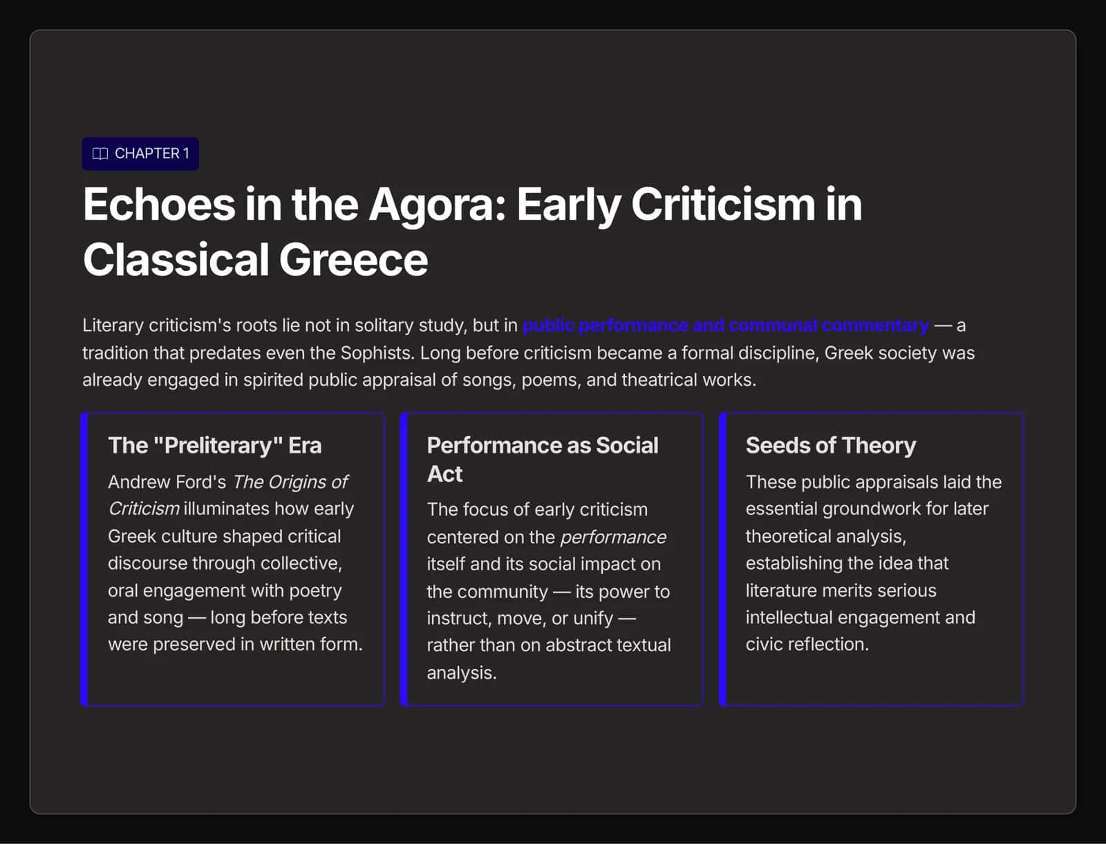 Echoes in the Agora: Early Criticism in Classical Greece 2