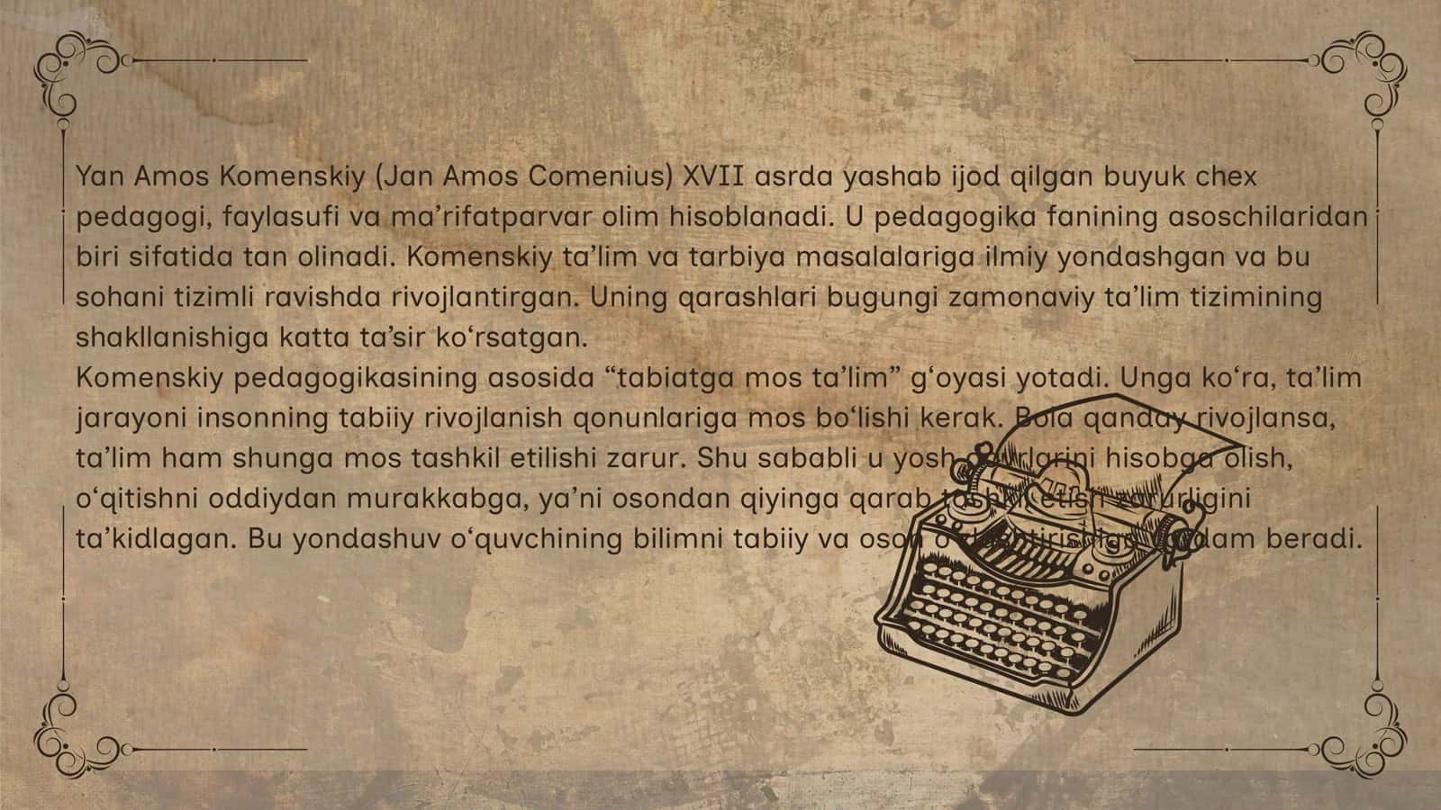 Yan Amos komenskiyning pedagogik g’oyalari 2