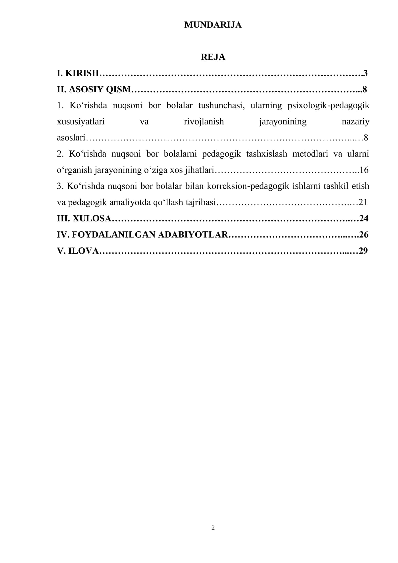 “Ko‘rishda nuqsoni bor bolalarni pedagogik tekshirish” 2