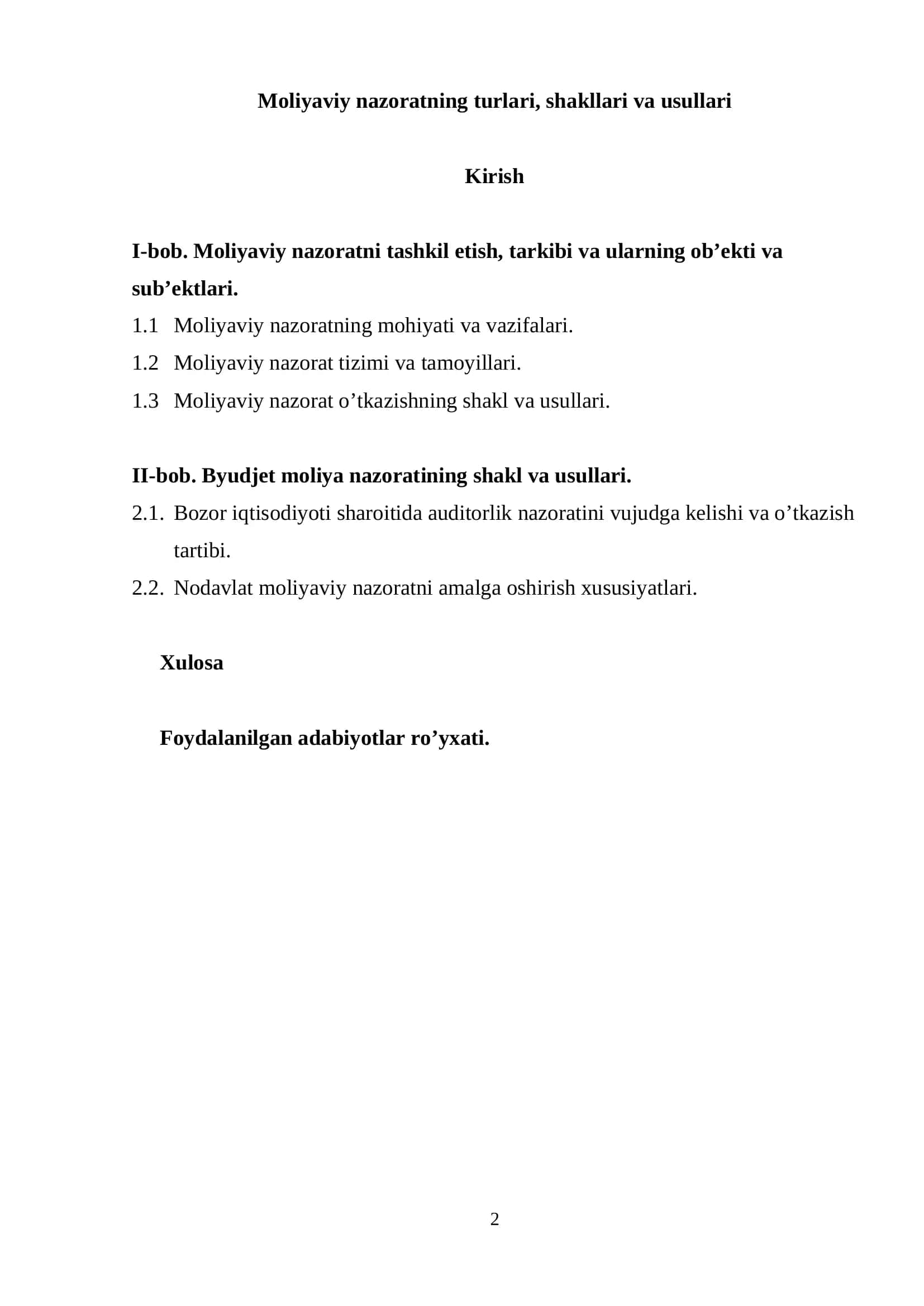 Moliyaviy nazoratning turlari, shakllari va usullari 2