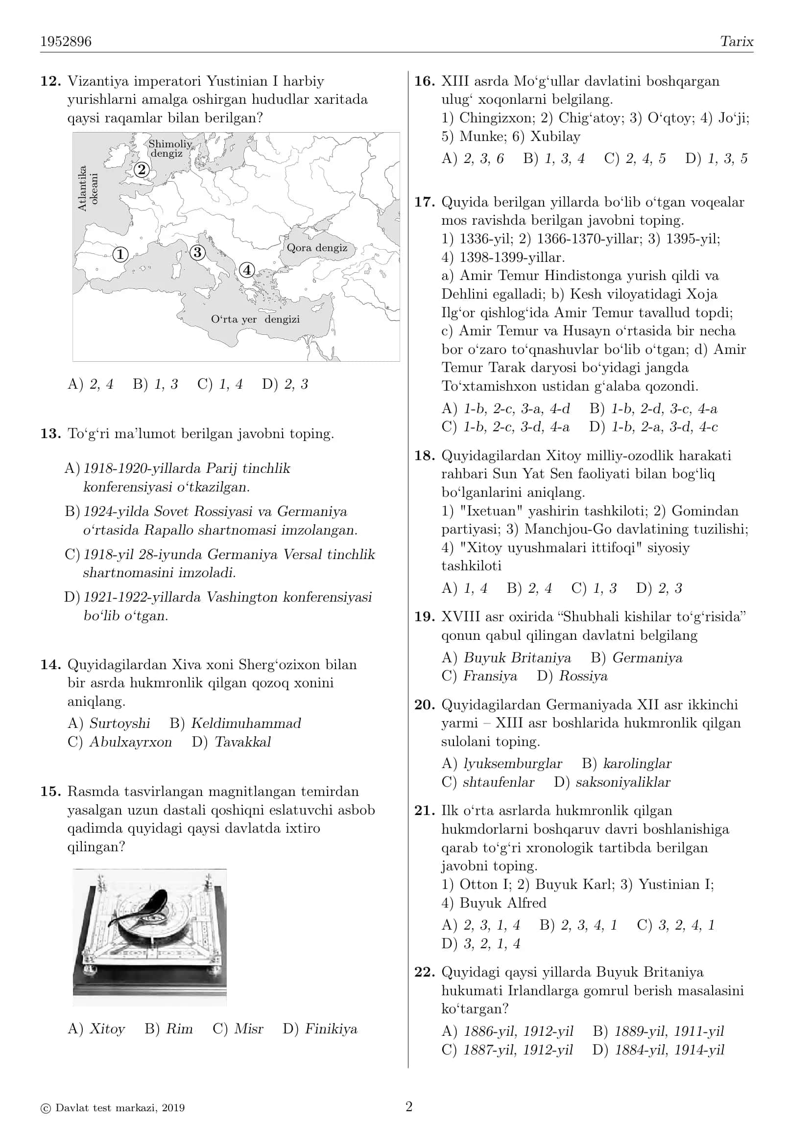 TEST VARIANTI RAQAMI: 1952896 2