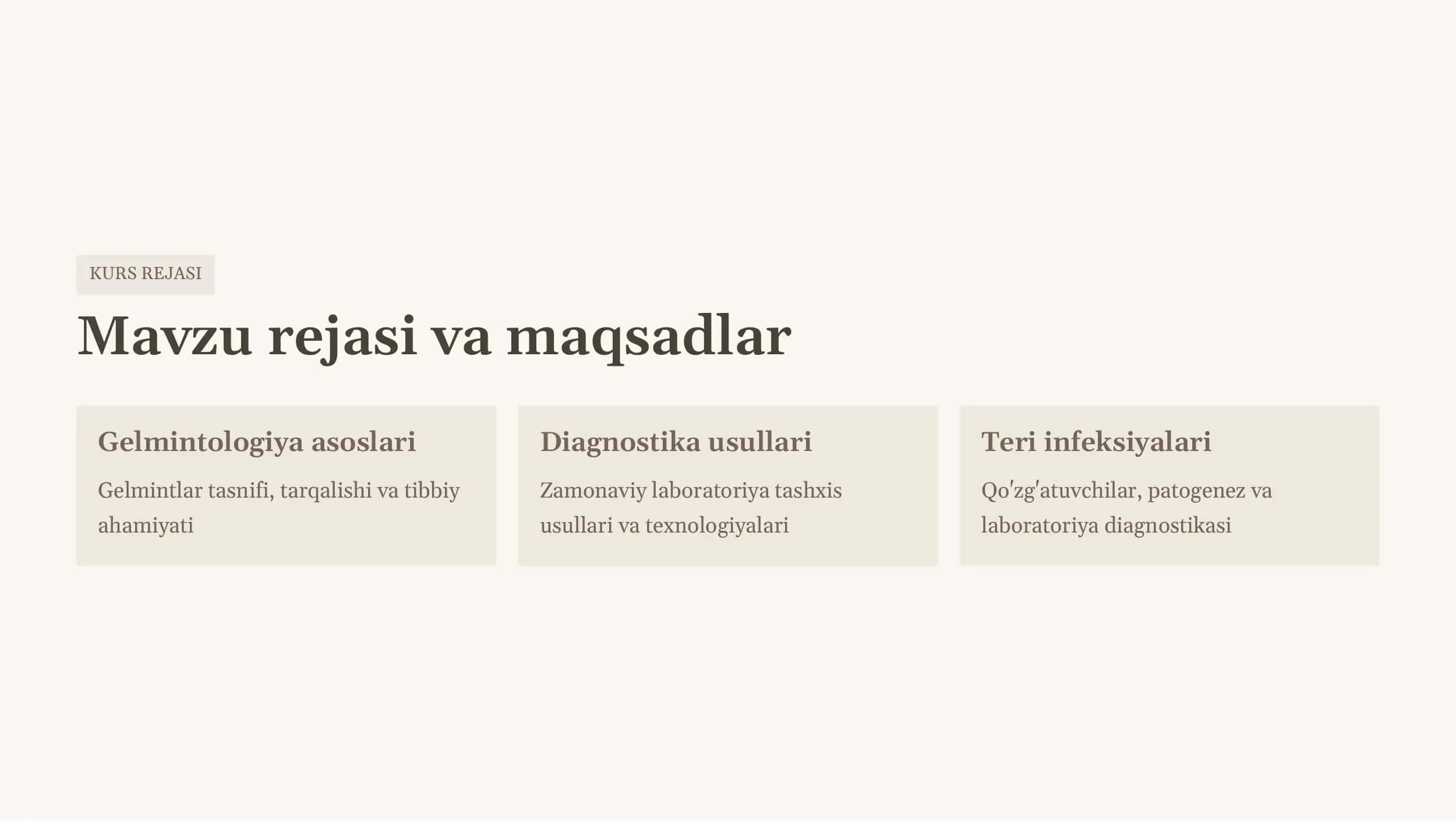 Gelmintlar, tibbiyot amaliyotidagi ahamiyati va  diagnostikasi. Teri infektsiyalari qo'zg'atuvchilari,  patogenez, laboratoriya tashxisi. 2