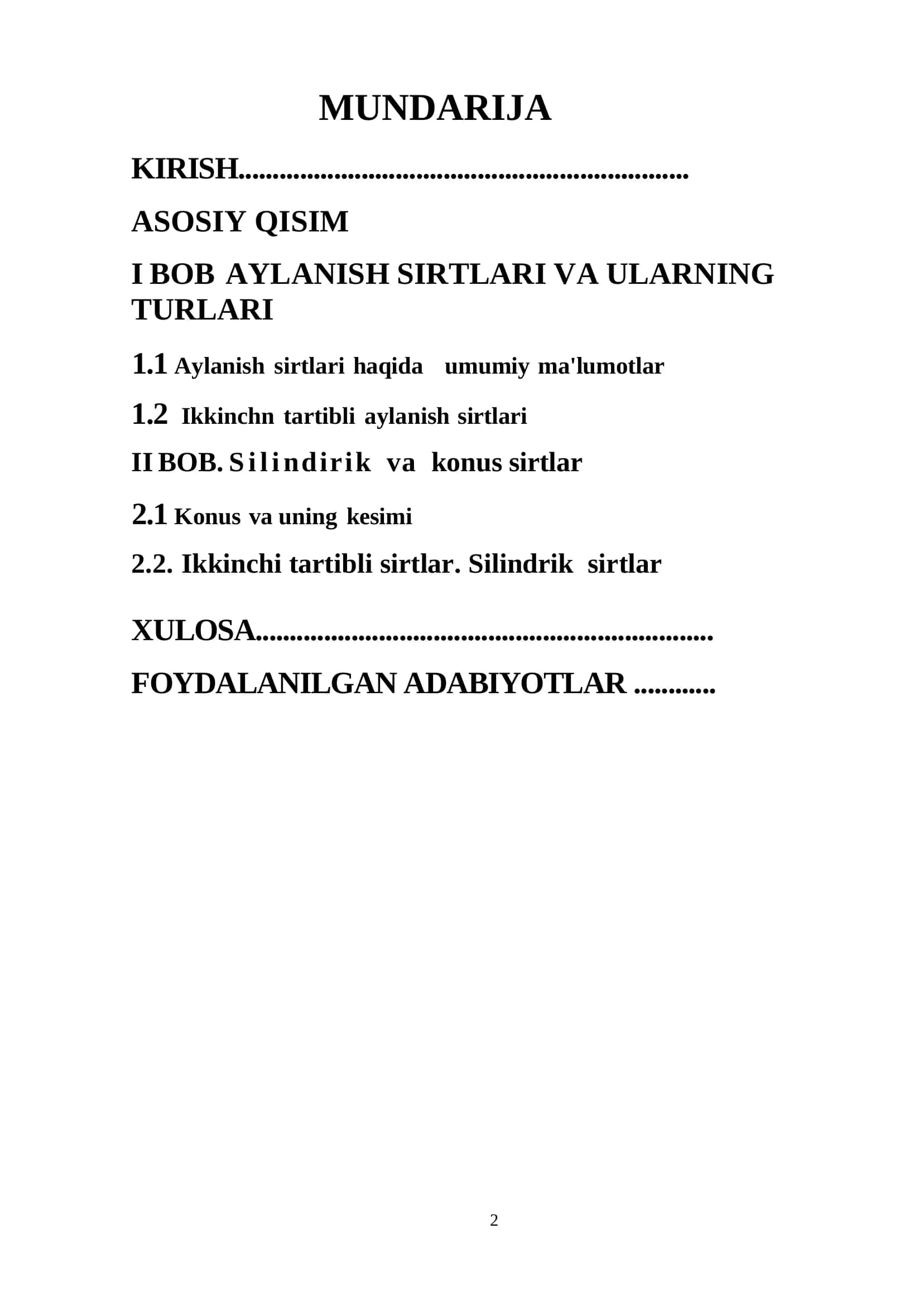 S i l i ndirik va konus sirtlar 2