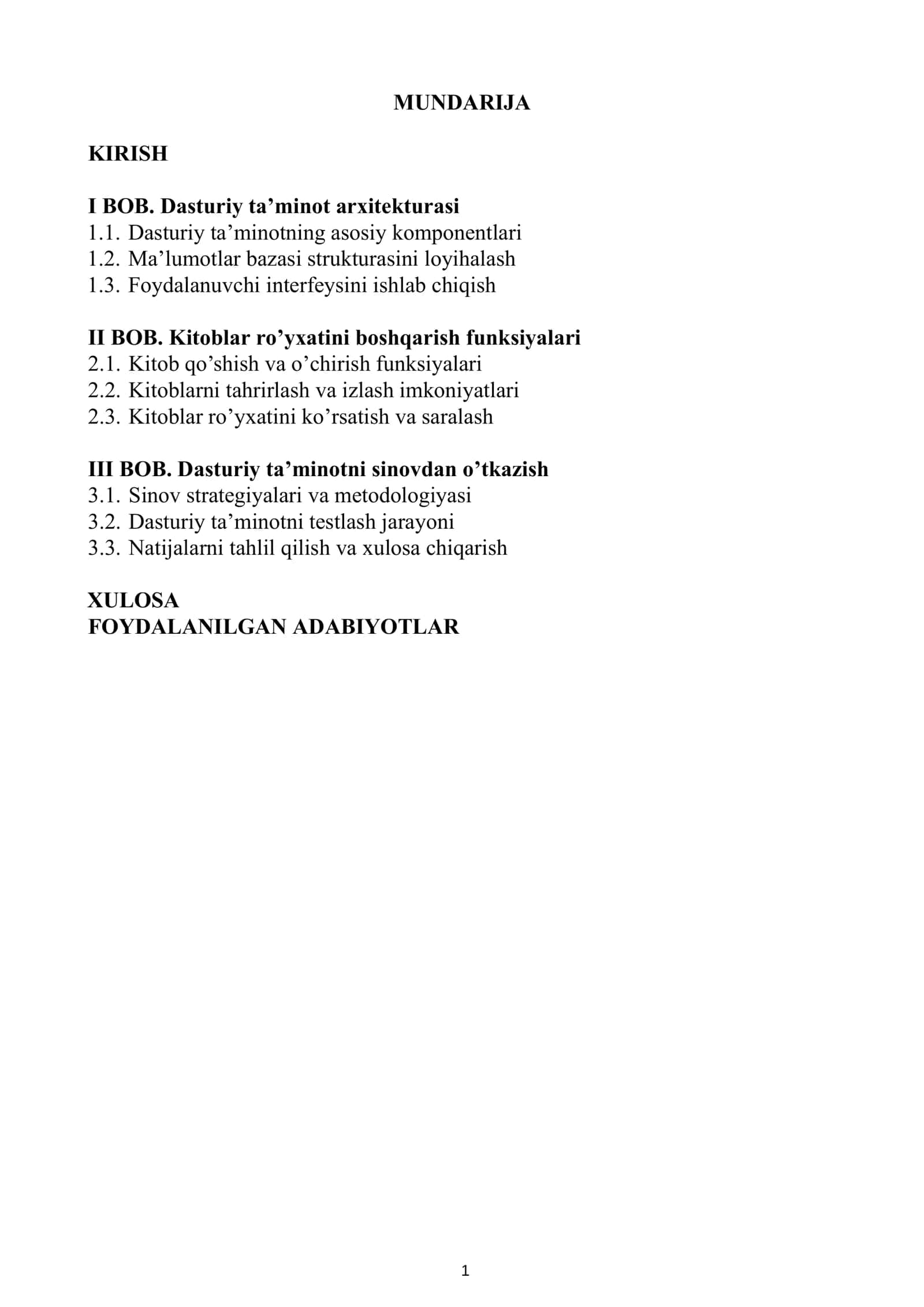 Kitoblar ro'yxatini boshqarish dasturini ishlab chiqish 2