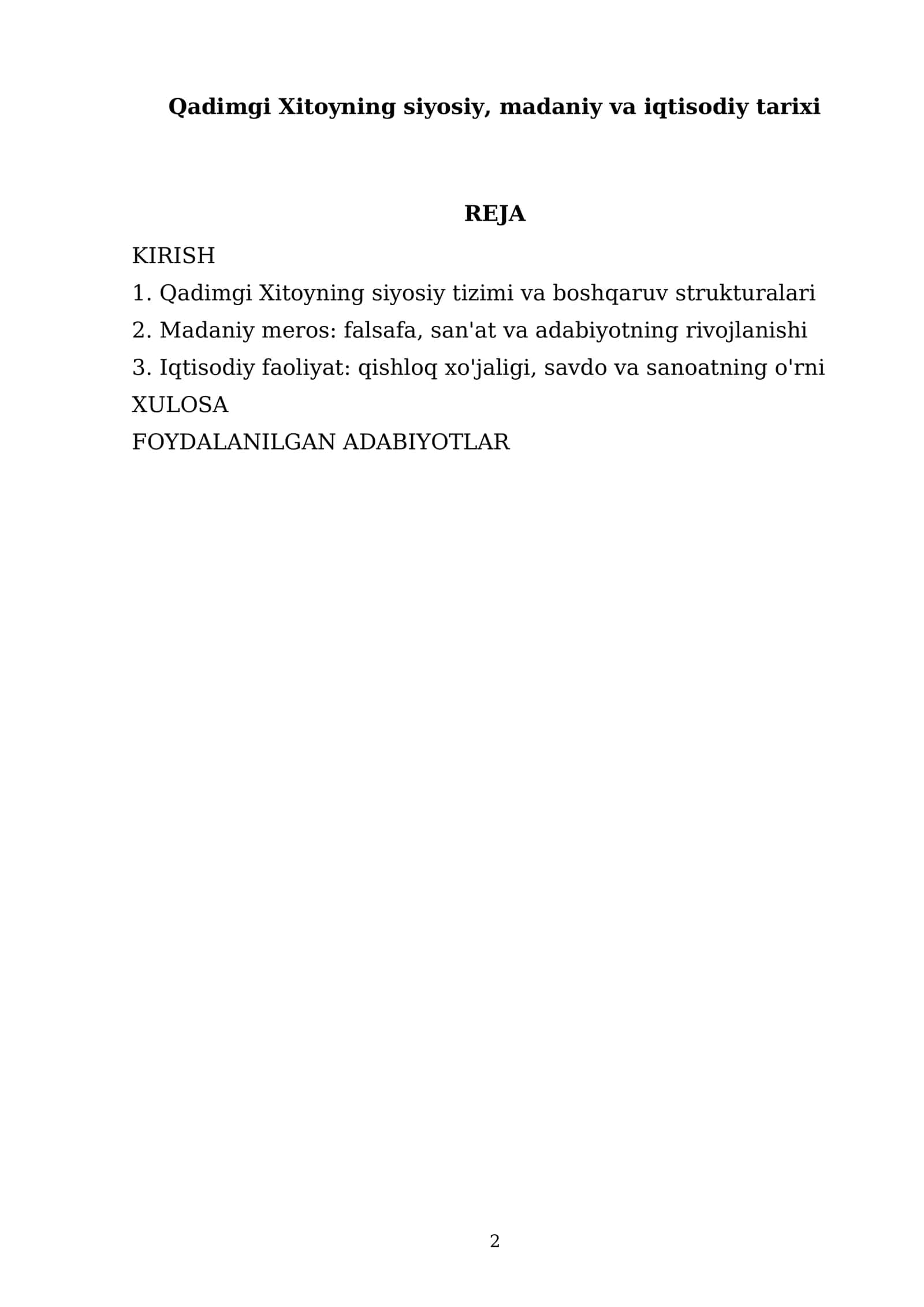 Qadimgi Xitoyning siyosiy, madaniy va iqtisodiy tarixi 2